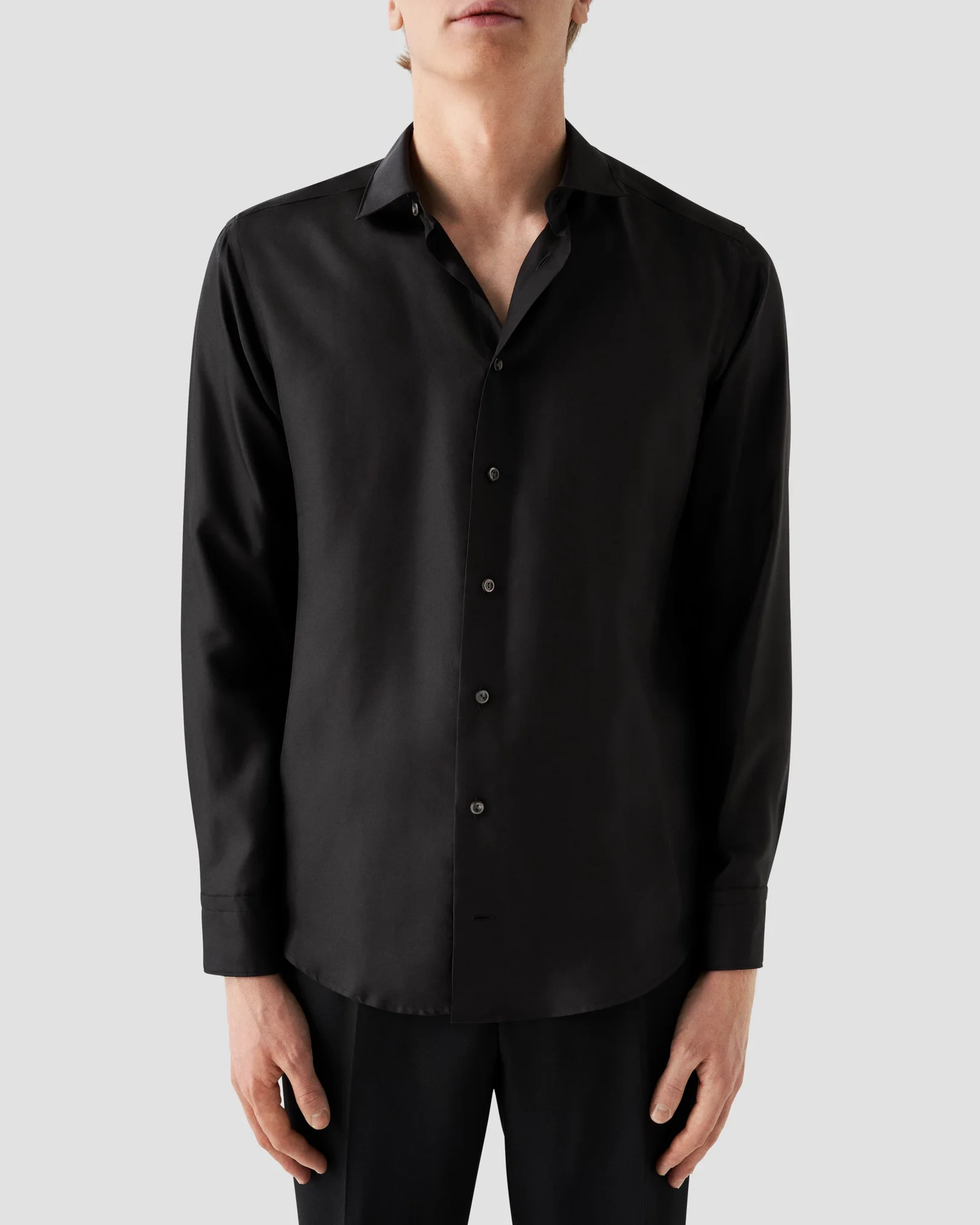 Eton - black silk pointed collar