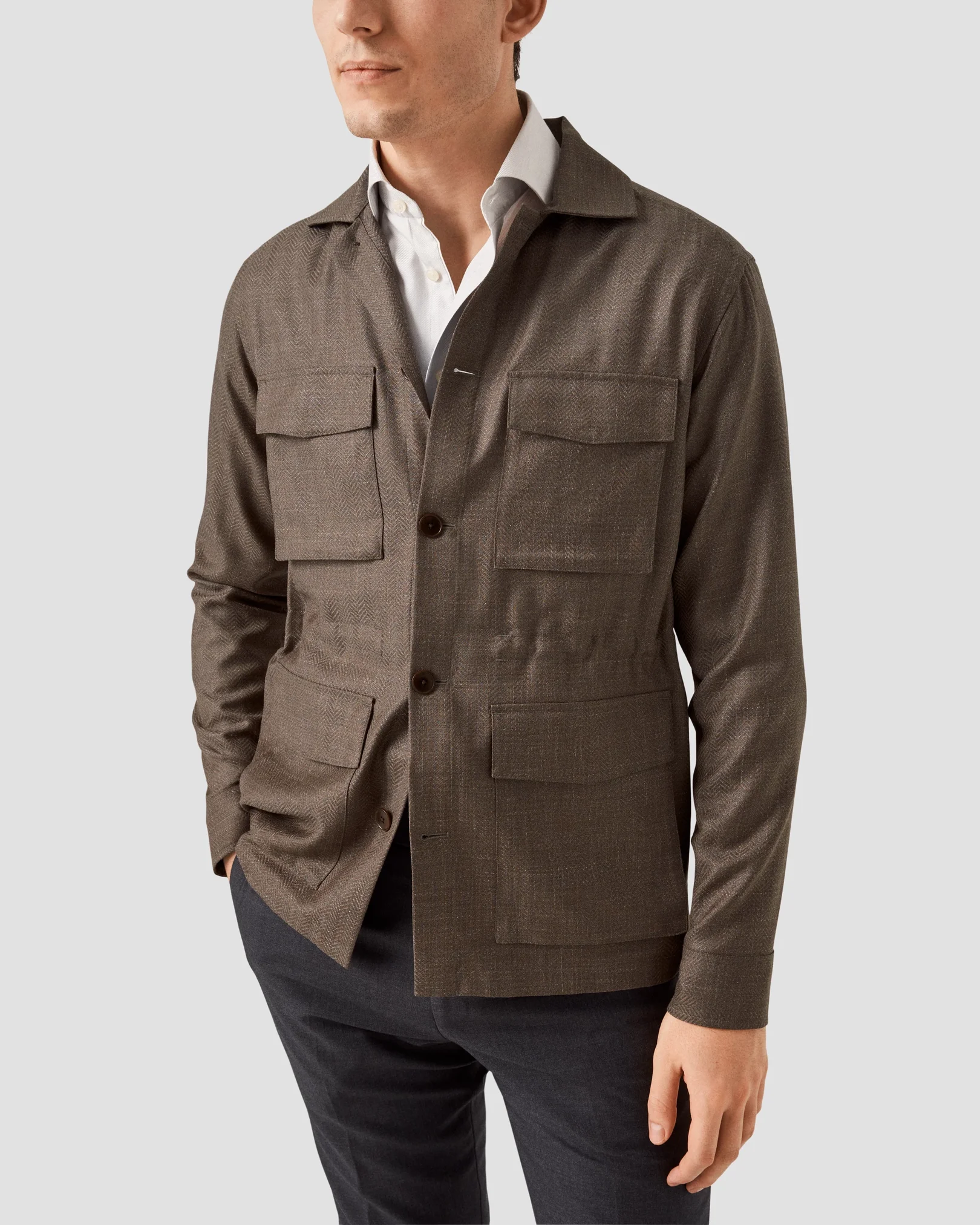 Eton - beige regular blend overshirt