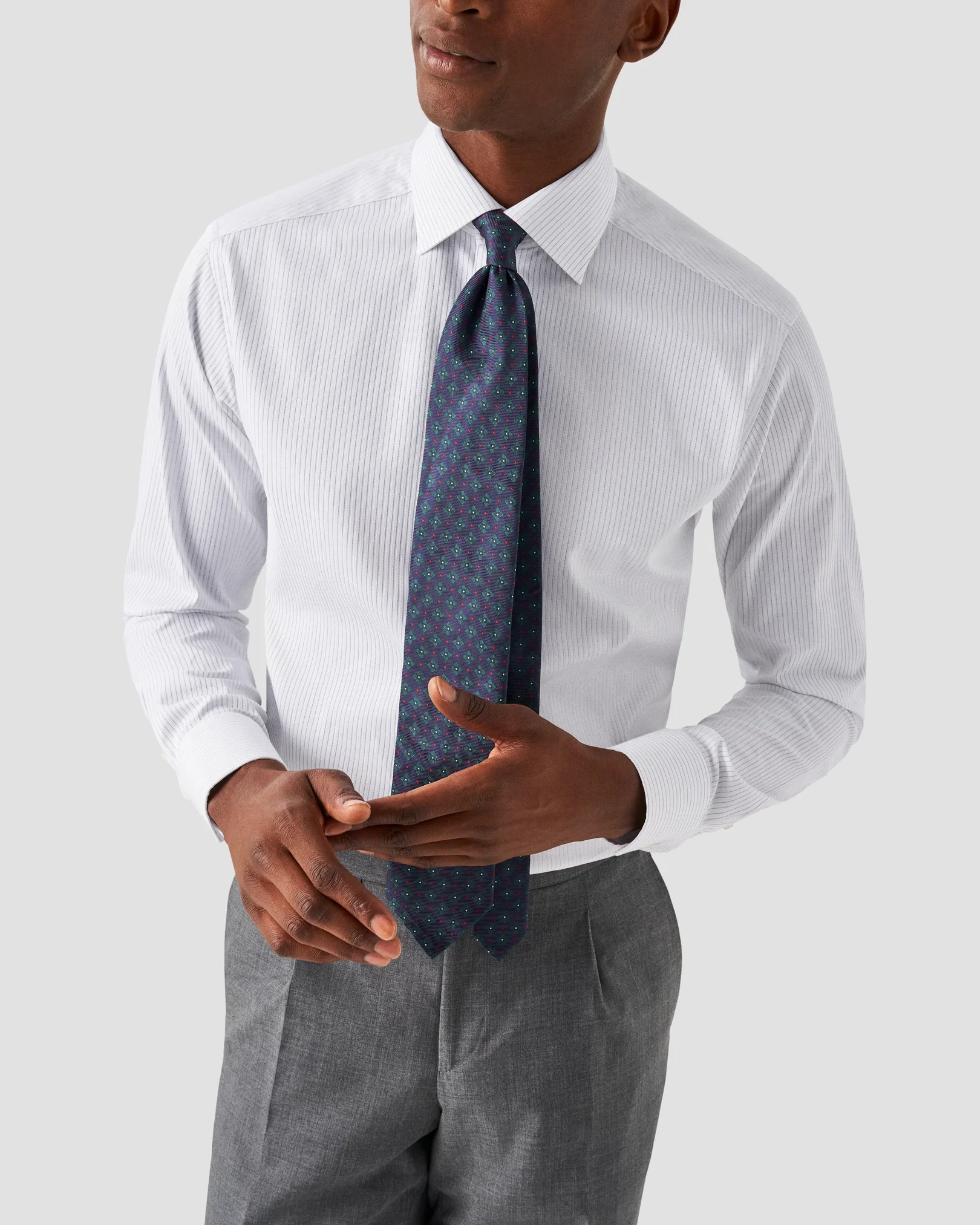 Eton - white tonal striped shirt