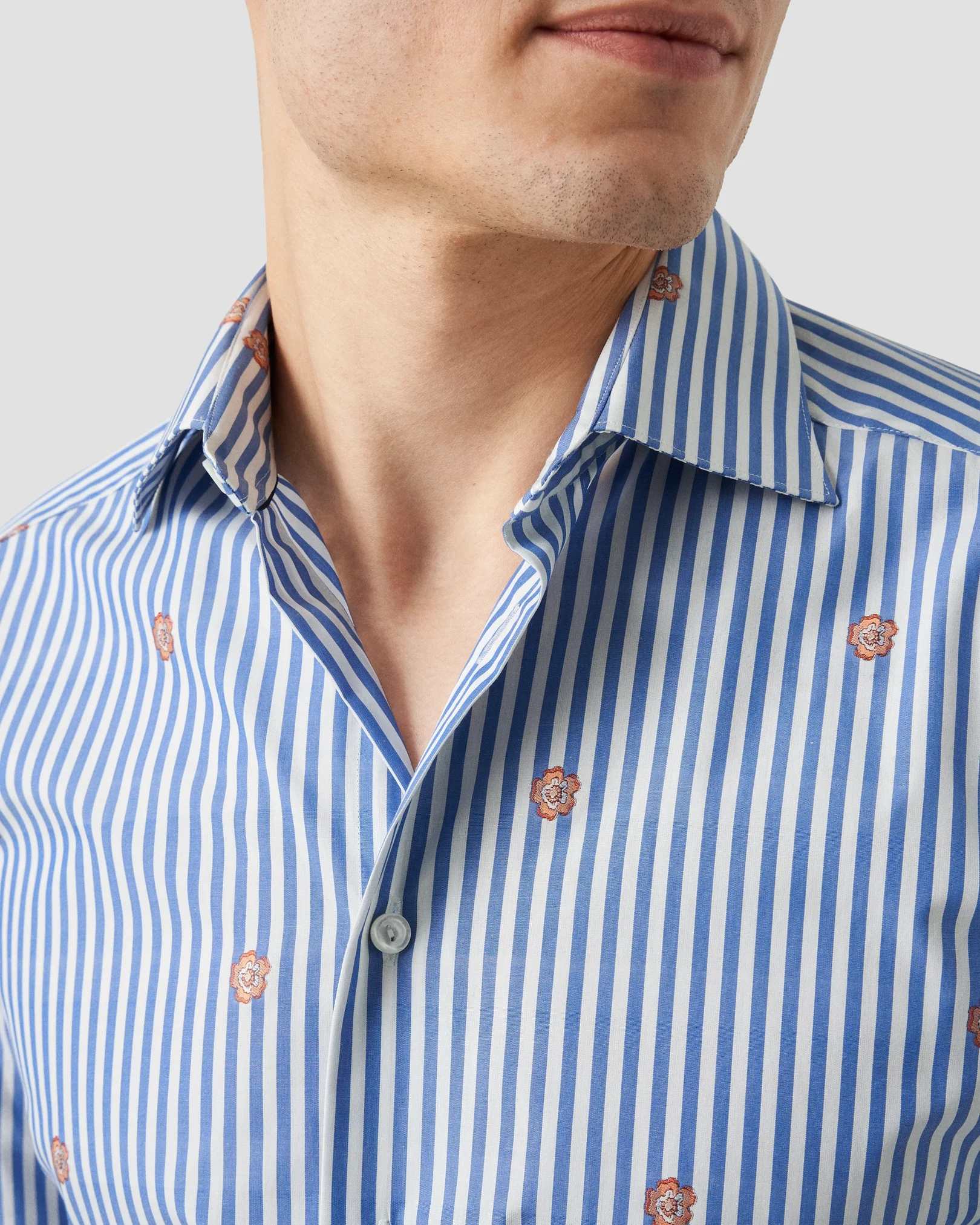 Eton - mid blue medallion striped shirt