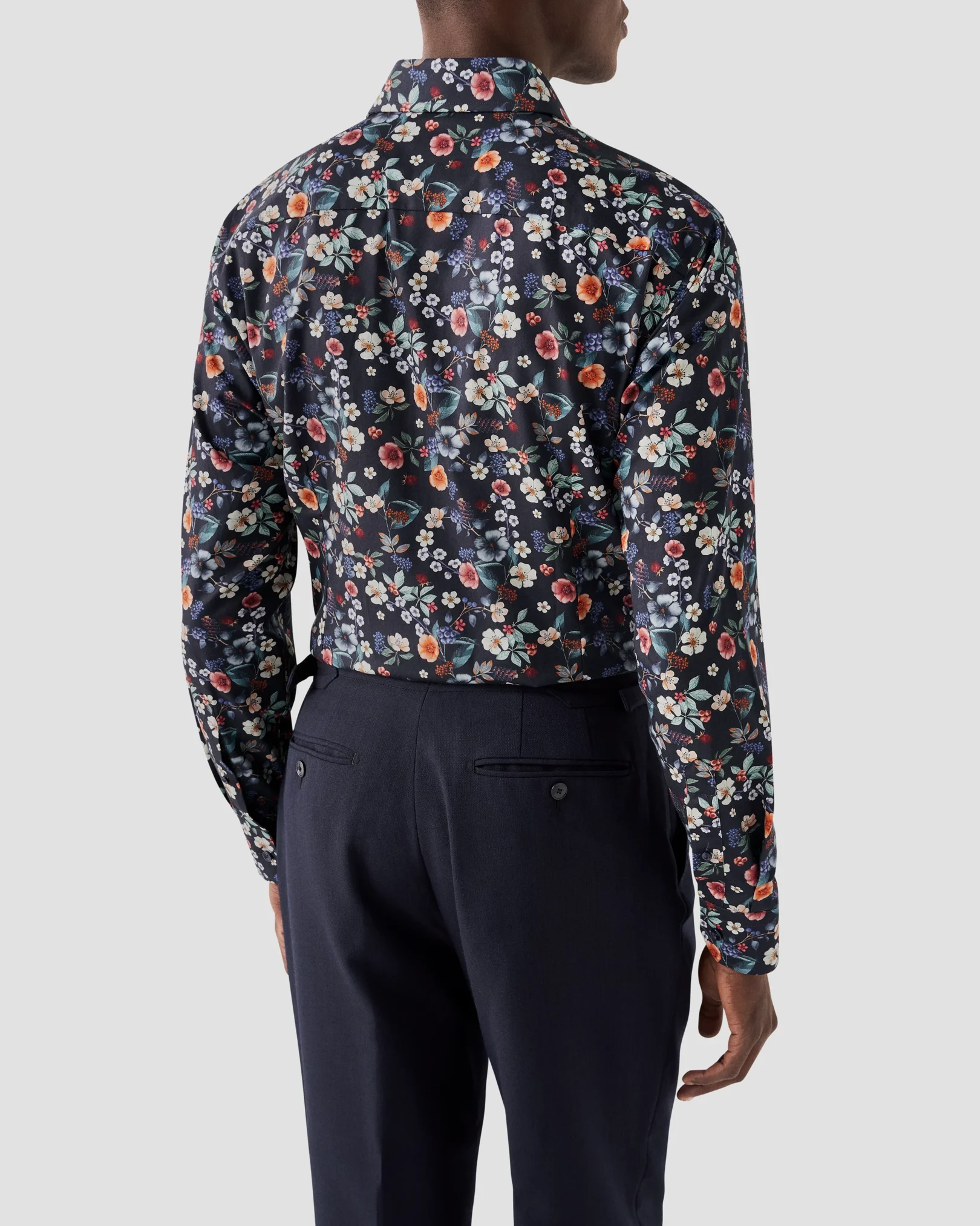 Eton - navy blue floral signature twill