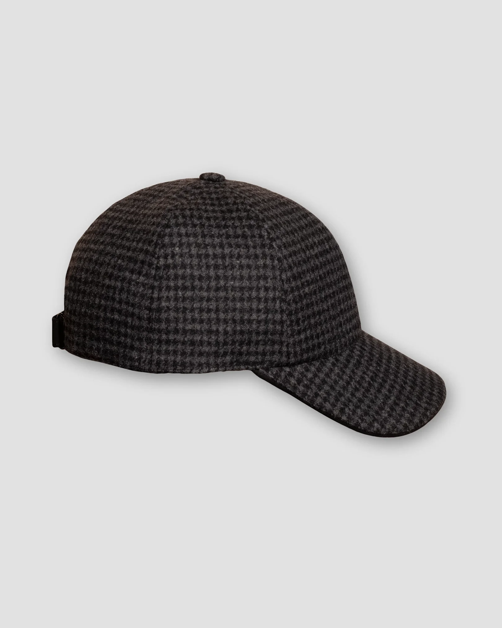 Eton - Black Flannel Houndstooth Wool Blend Baseball Cap