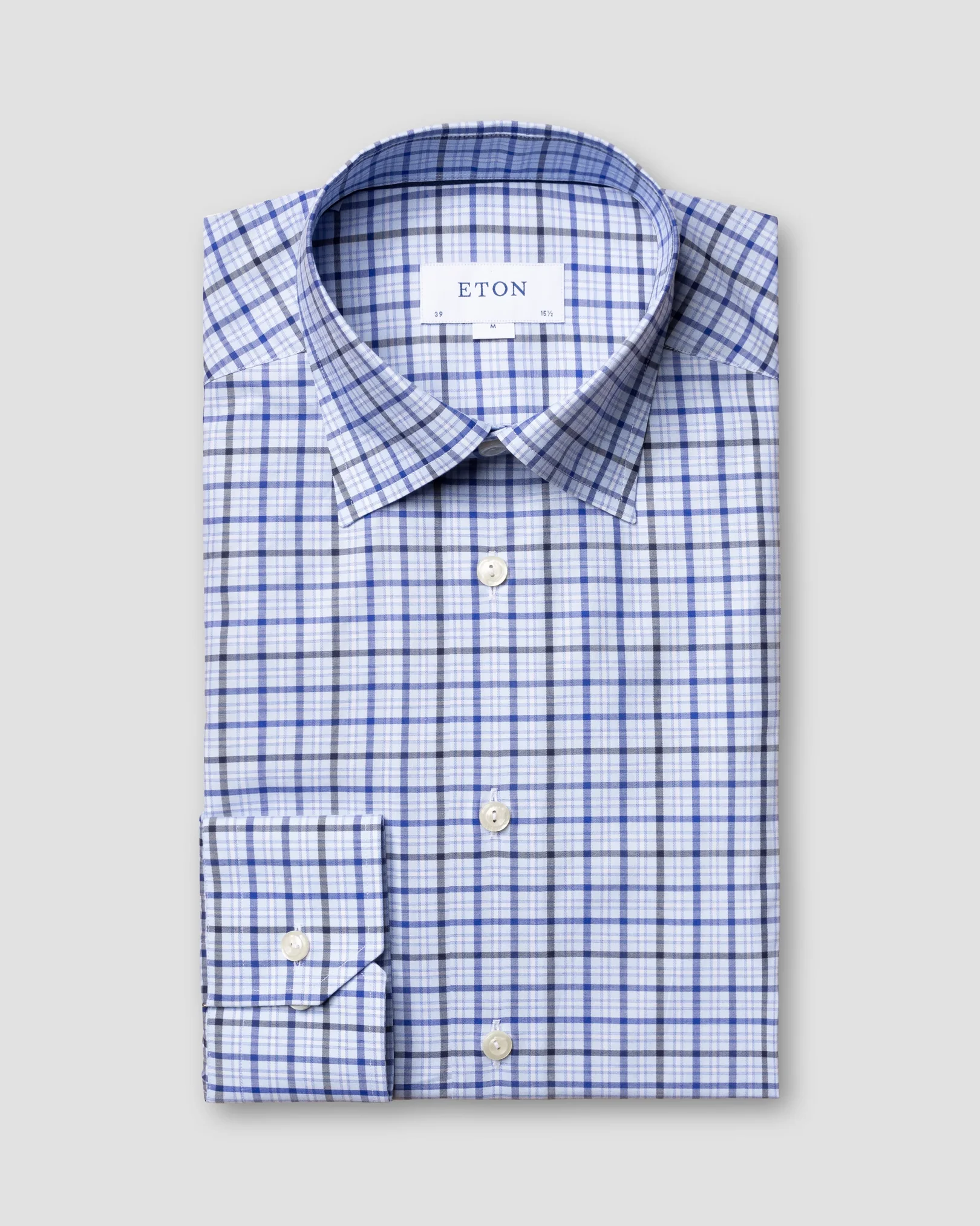 Eton - blue checks fine twill shirt
