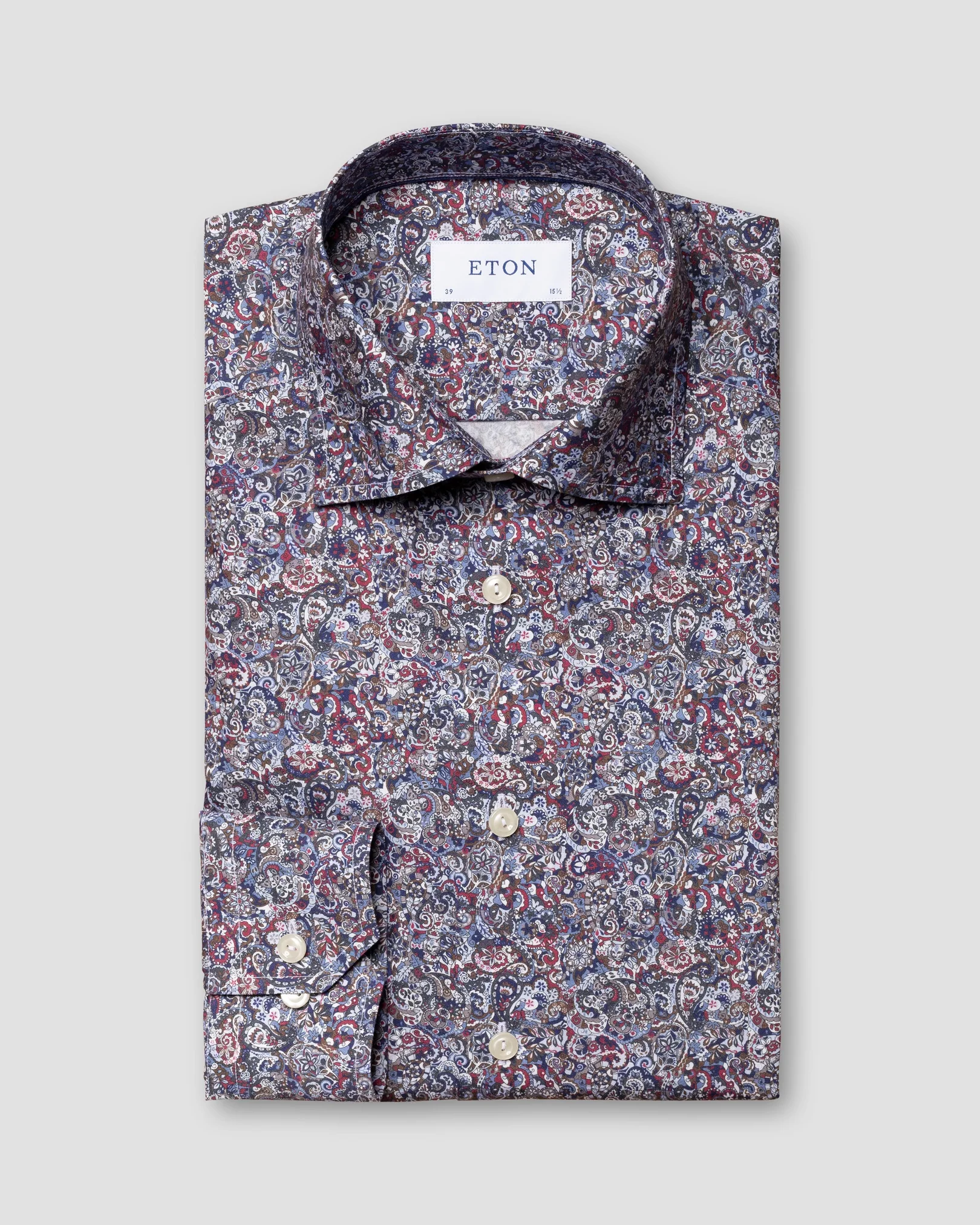 Eton - red scandinavian paisley print shirt