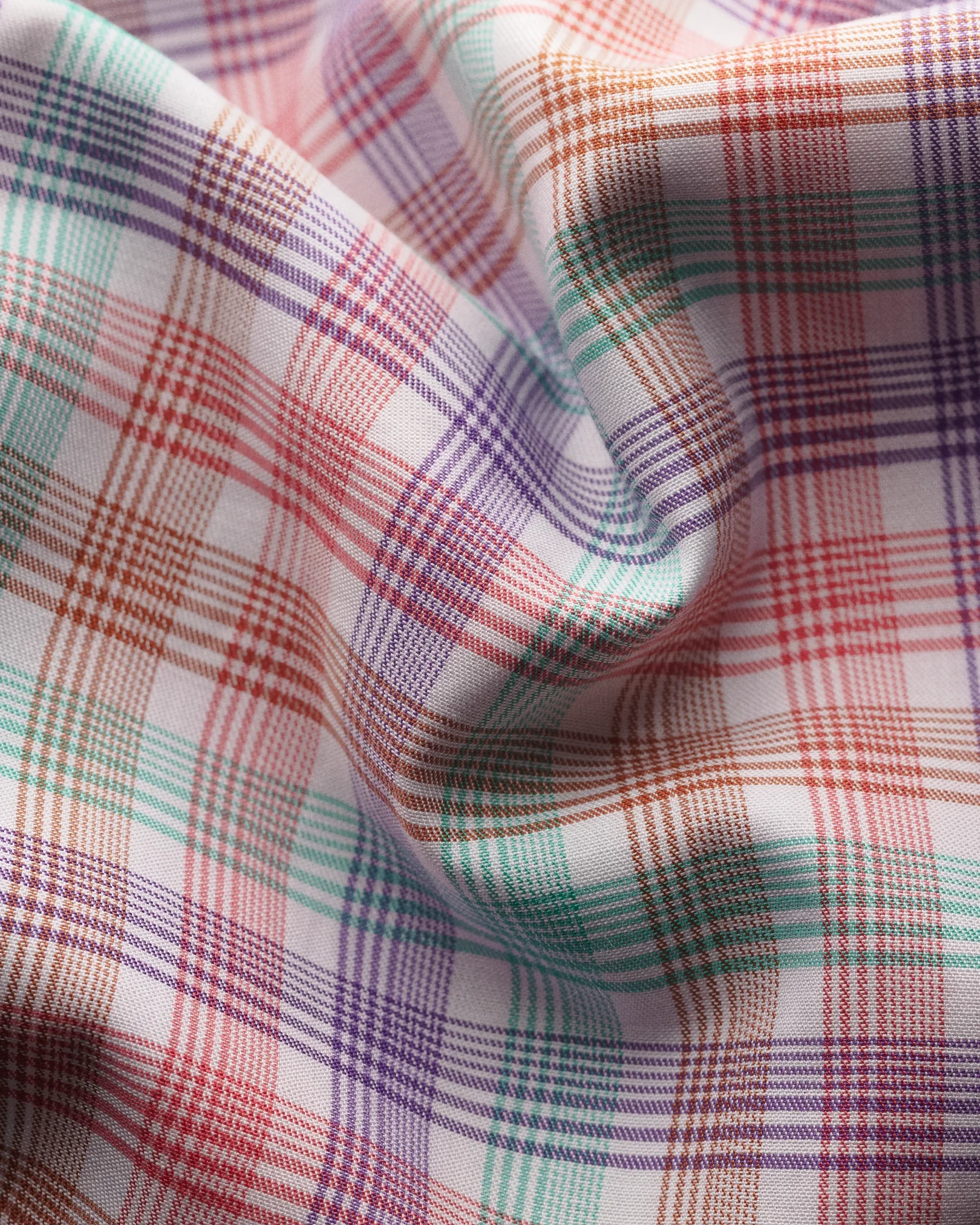 Eton - pink checked fine twill shirt
