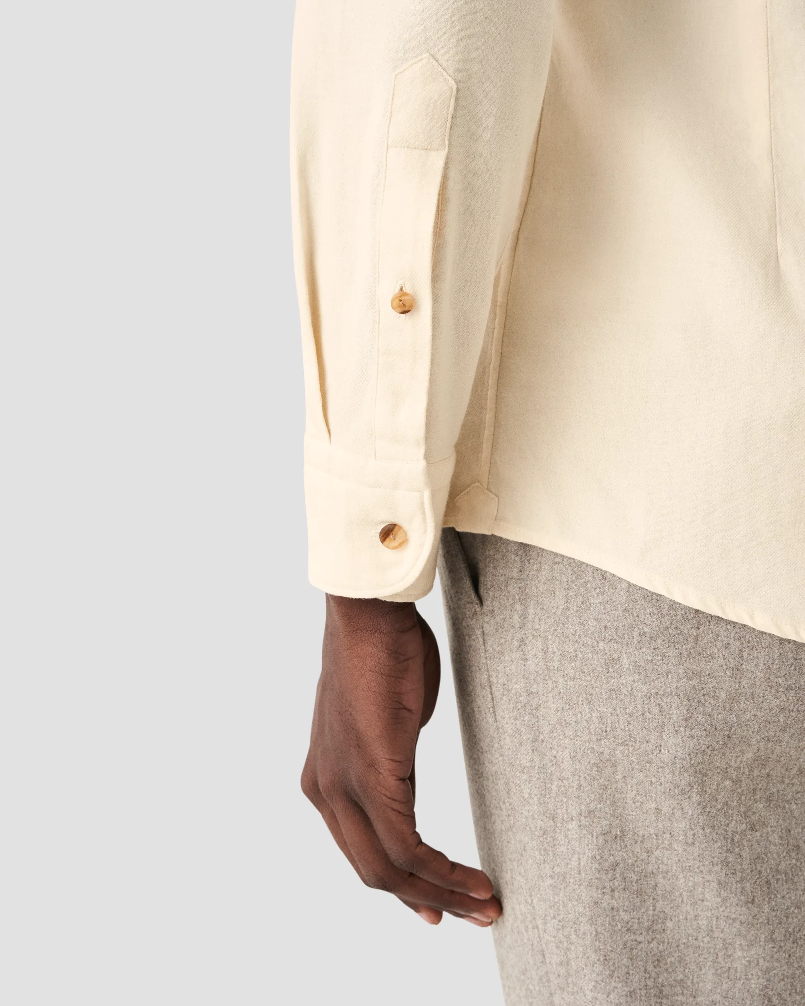 Eton - solid white flannel shirt