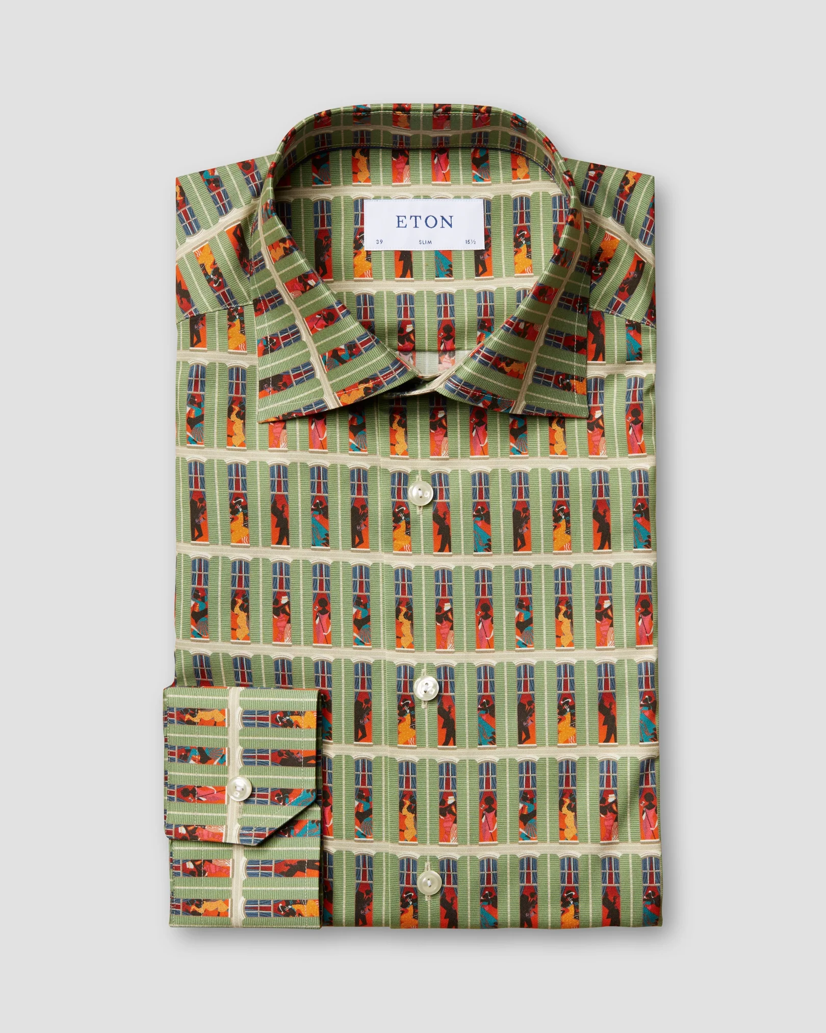 Eton - green window jazz shirt