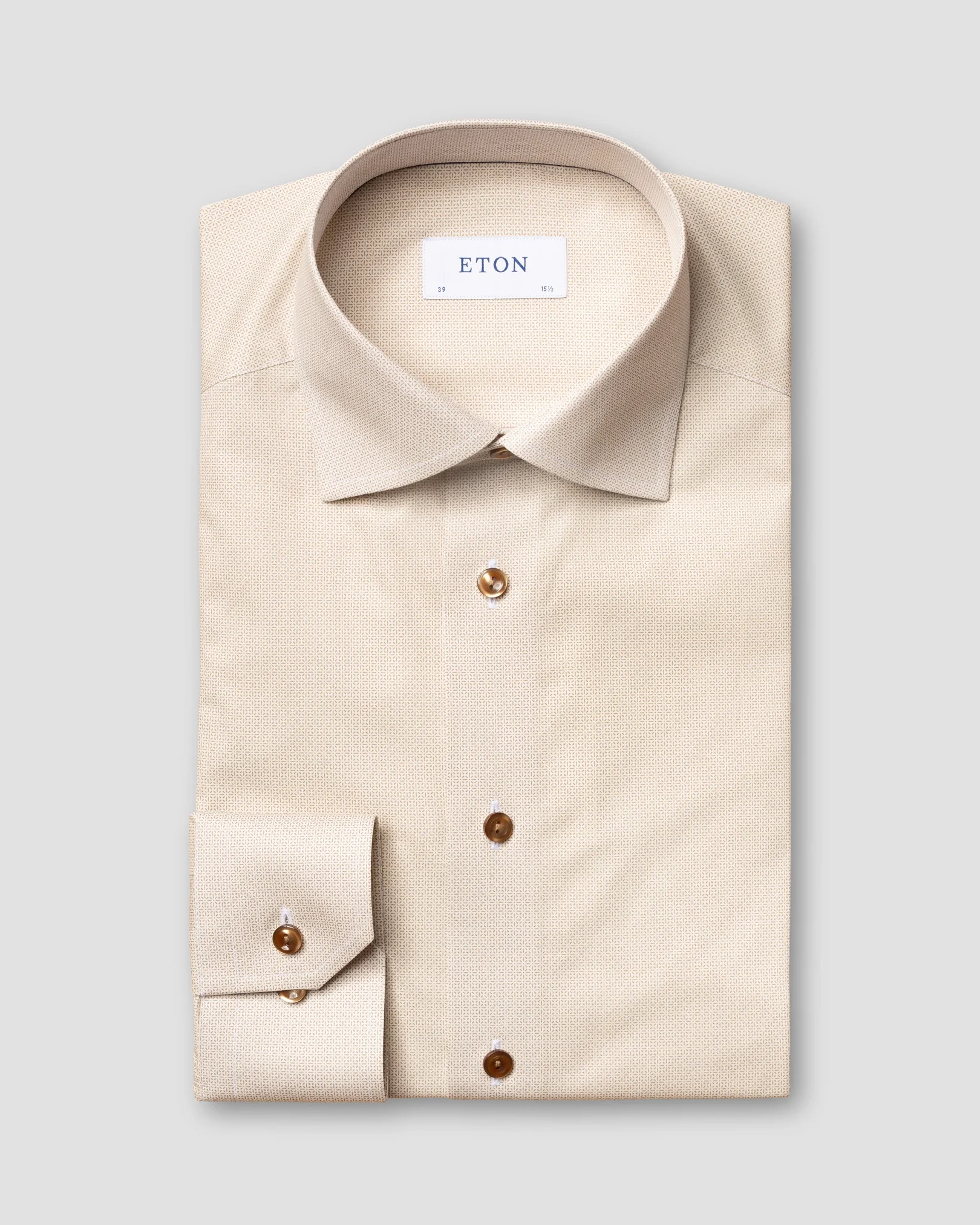 Eton - light brown micro pattern fine twill shirt