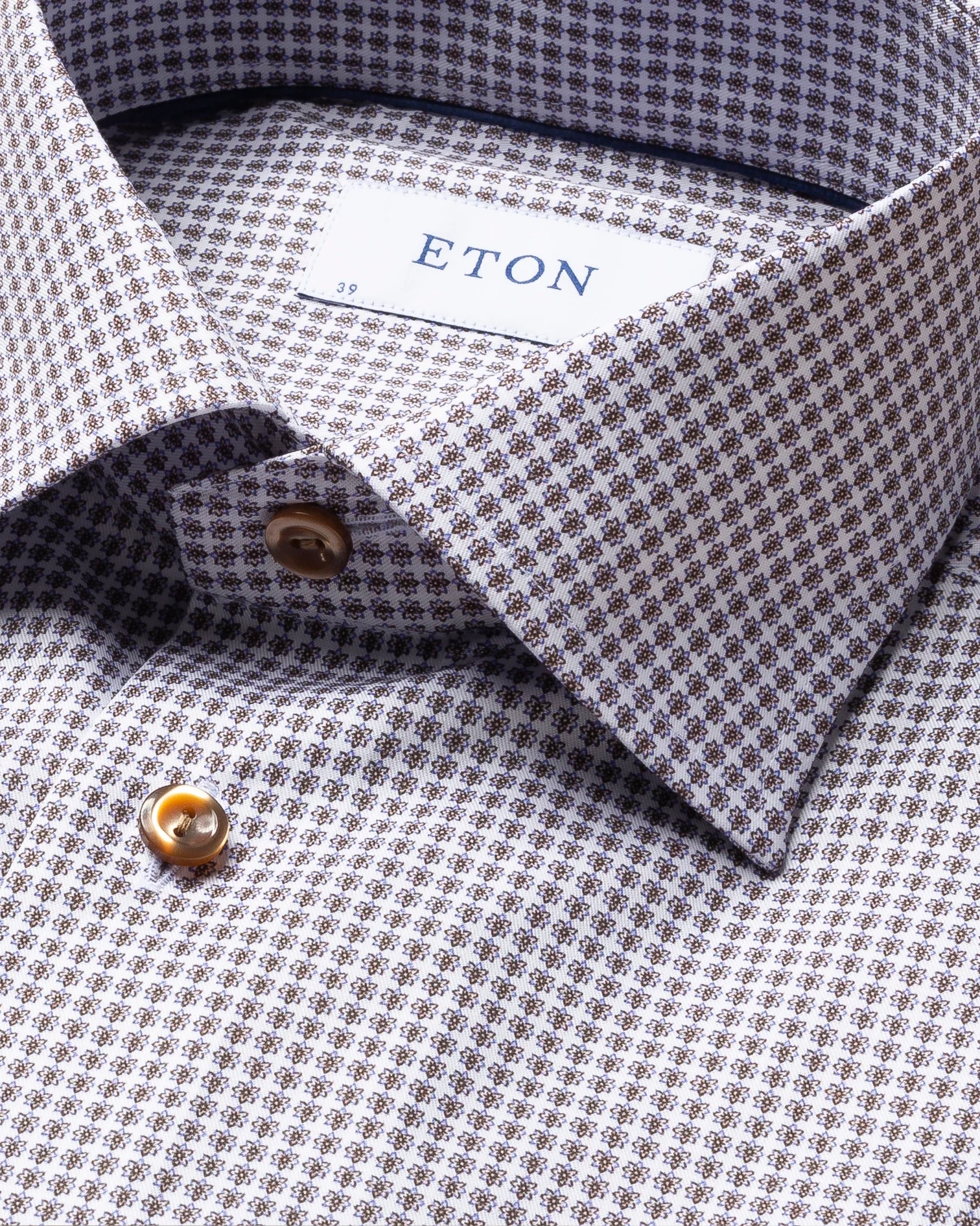 Eton - beige micro flower shirt