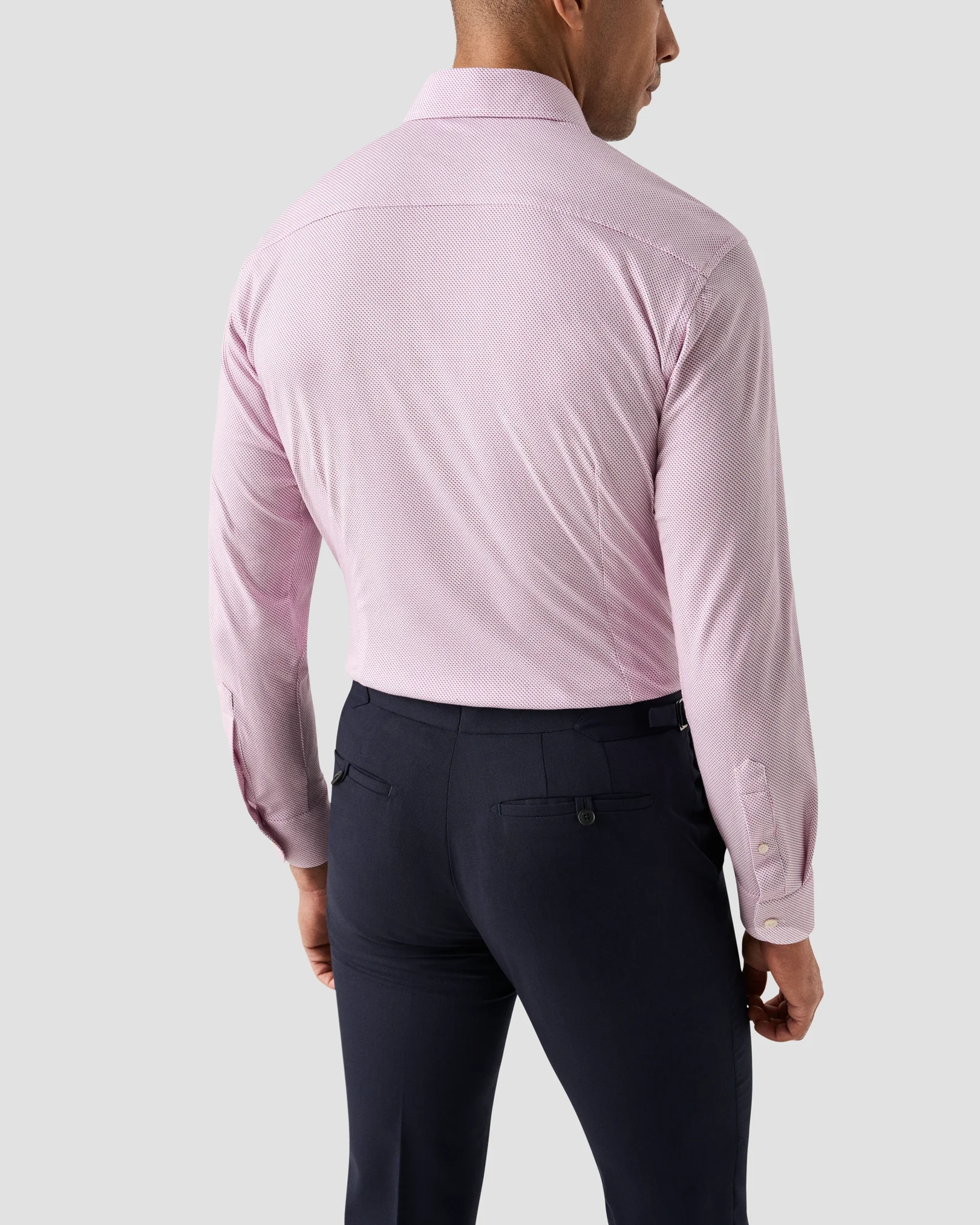 Eton - pink geometric cotton four way stretch shirt