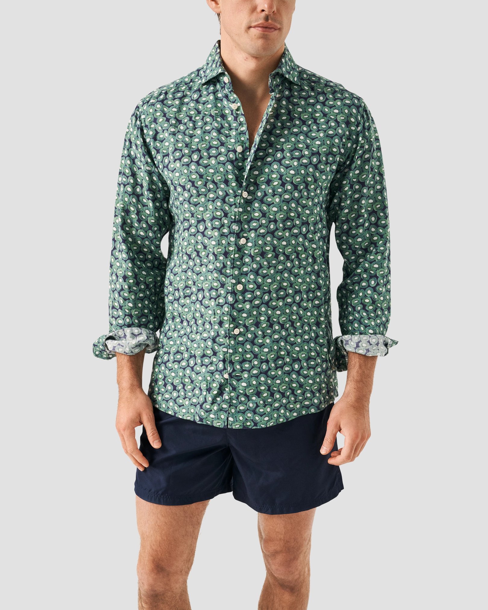 Eton - navy blue drawstring swim shorts