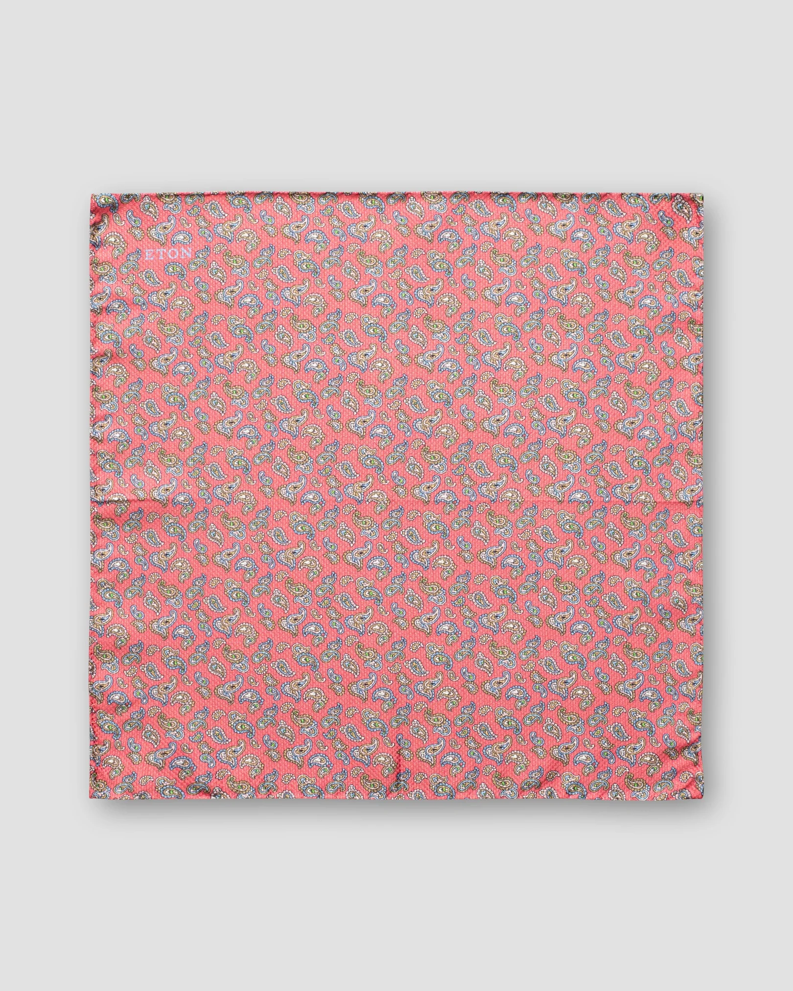 Eton - coral mini paisley pocket square