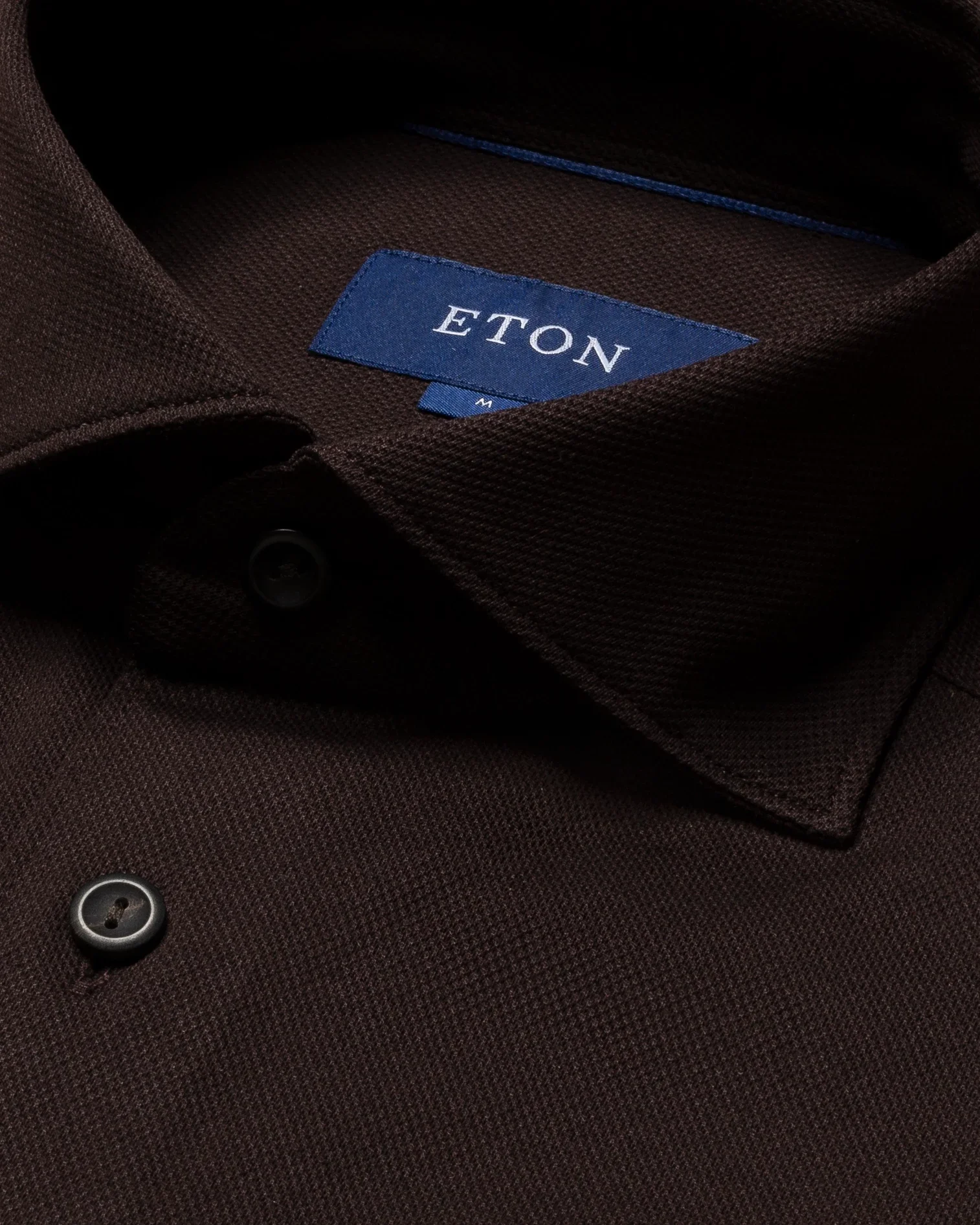 Eton - brown pique wide spread jersey single rounded slim jersey