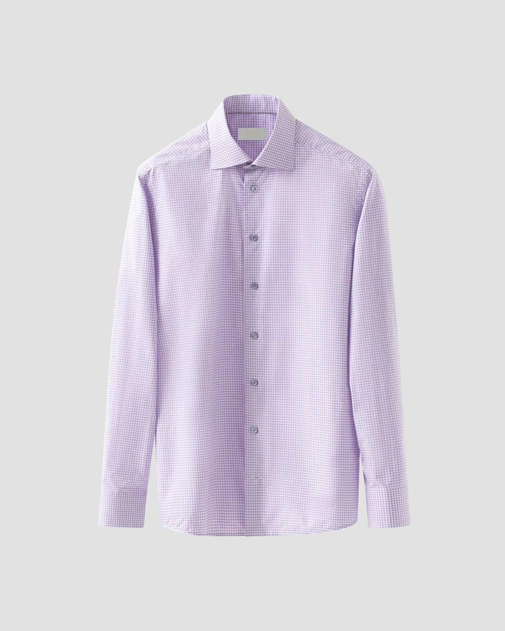 Eton - purple checked supima poplin shirt