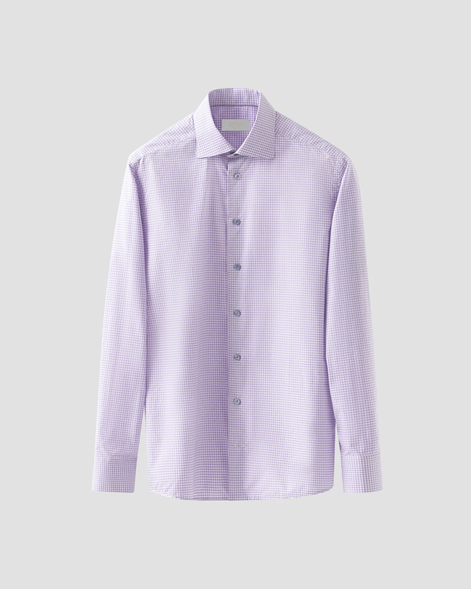 Eton - purple checked supima poplin shirt
