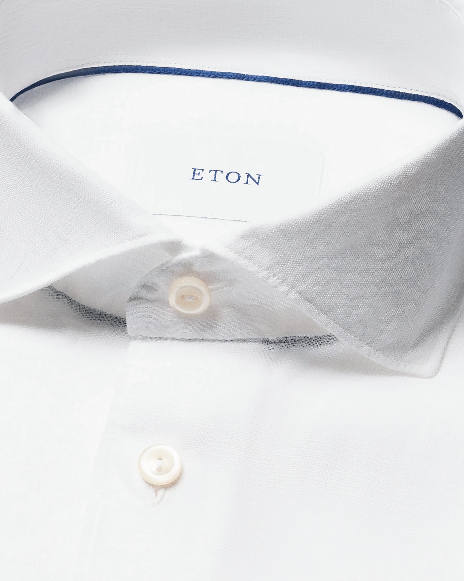 Eton - white solid short sleeve linen shirt