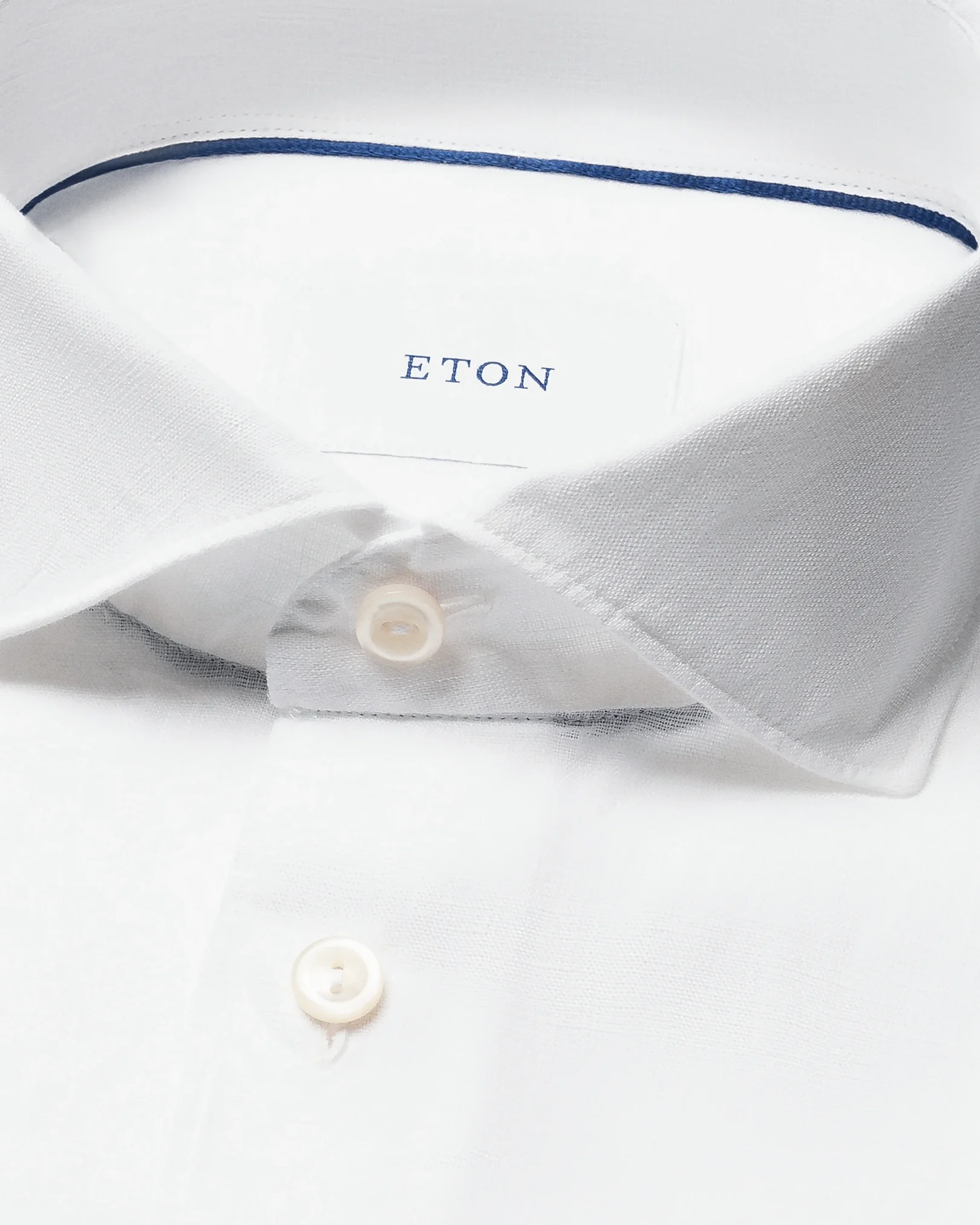 Eton - white solid short sleeve linen shirt