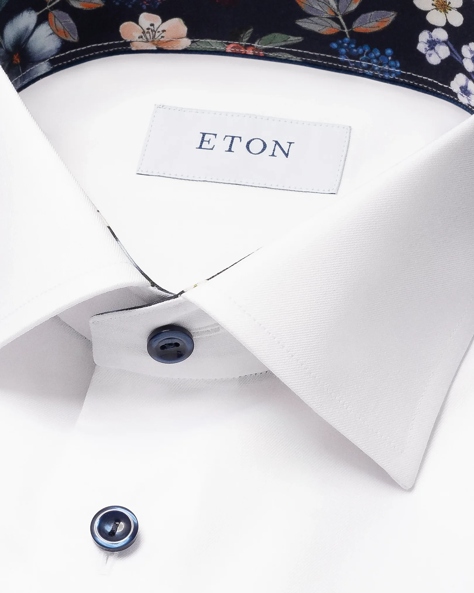 Eton - white signature twill floral details shirt