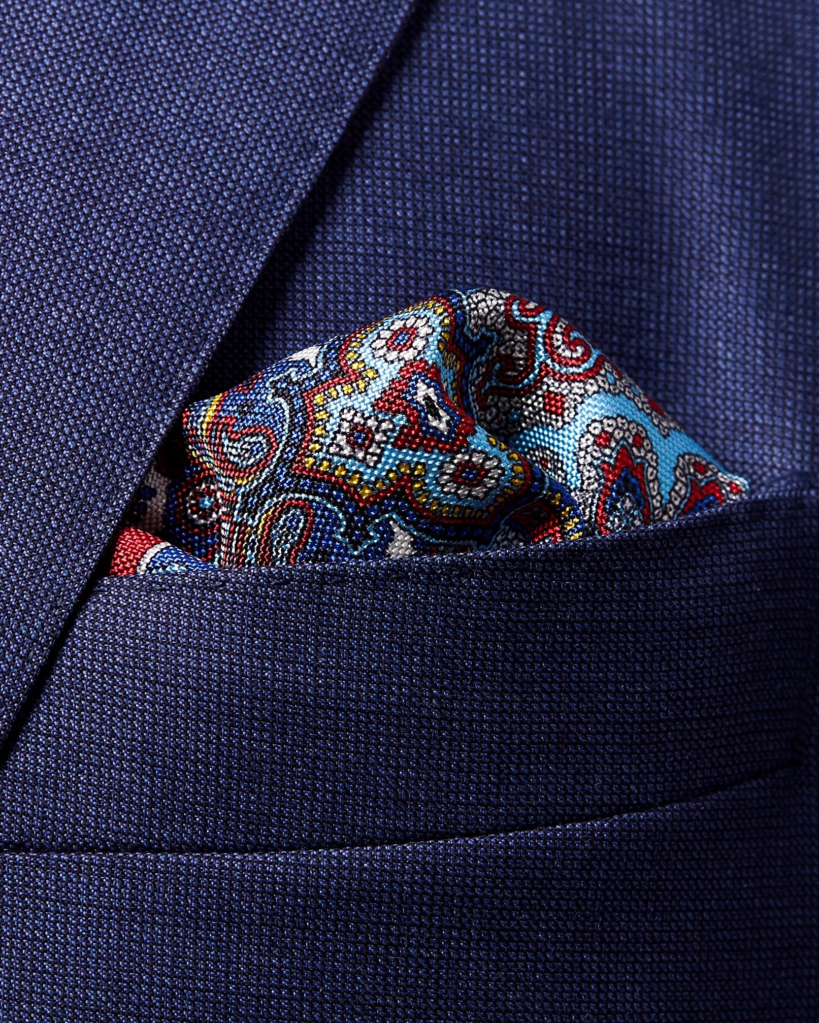 Eton - red paisley print pocket square