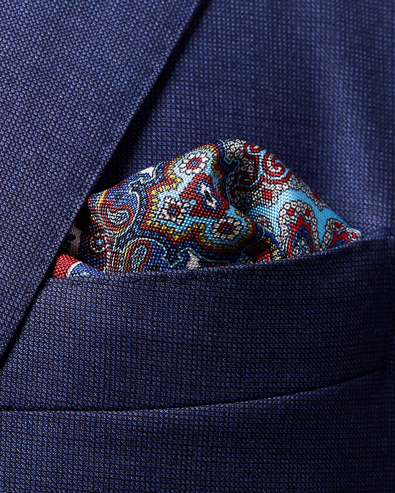 Eton - red paisley print pocket square