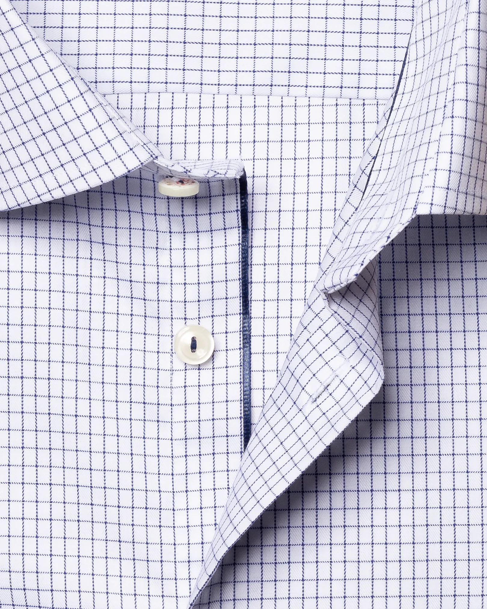 Eton - blue fine checked twill shirt