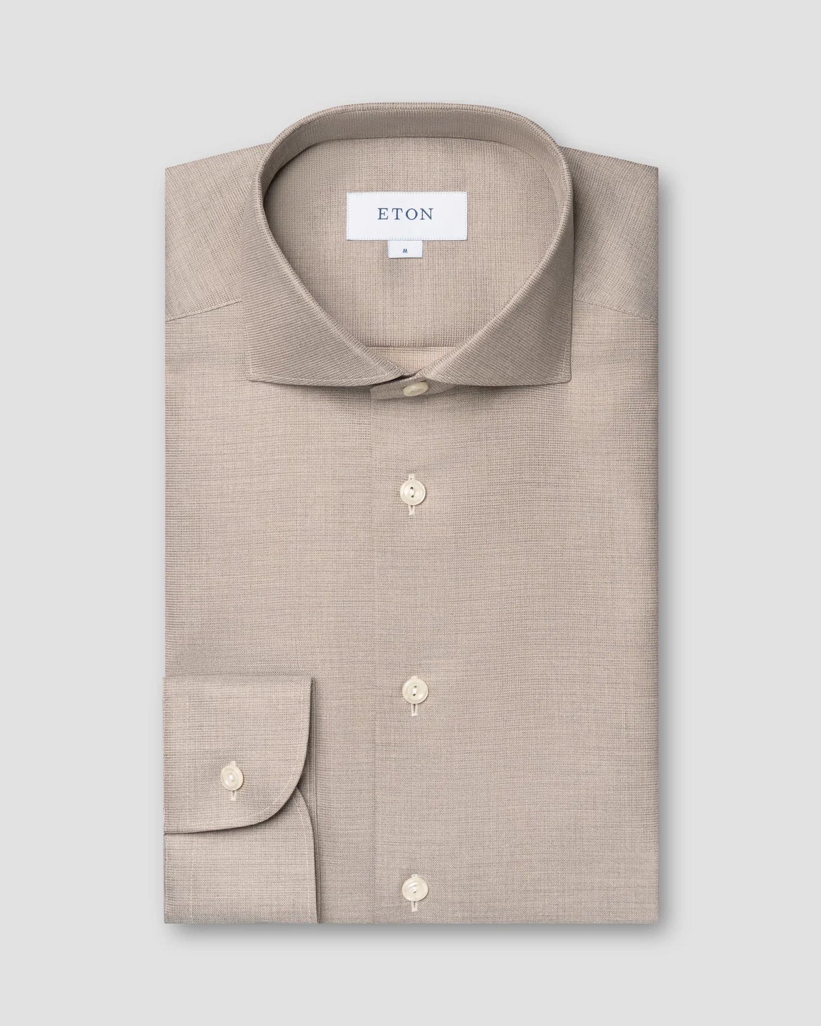 Eton - beige twill wide spread shirt