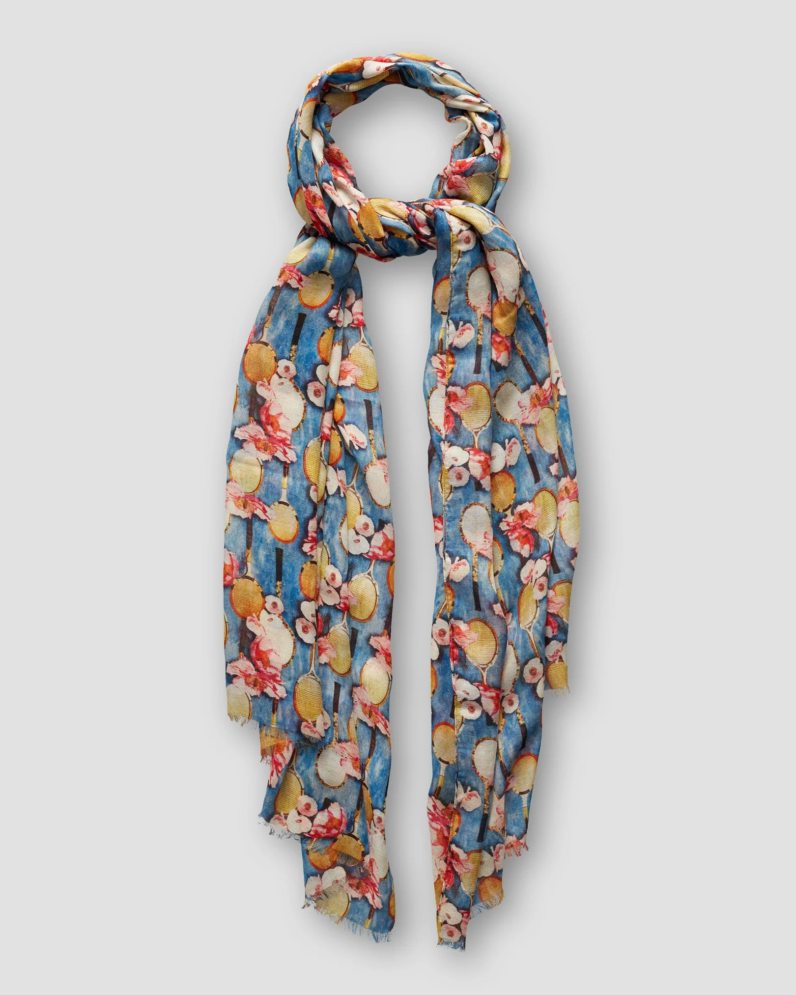 Eton - Mid Blue Scarf with Tennis Print