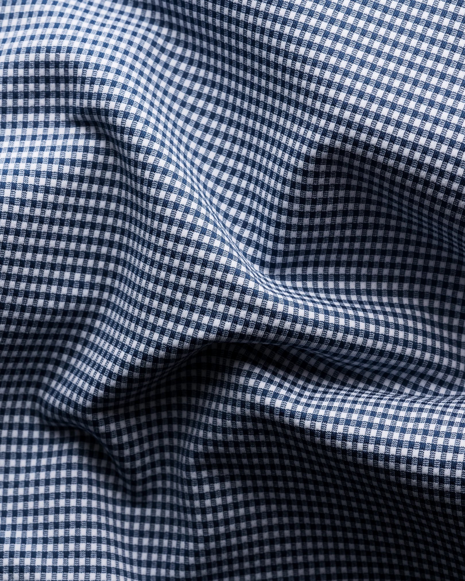 Eton - dark blue micro check four way strech shirt
