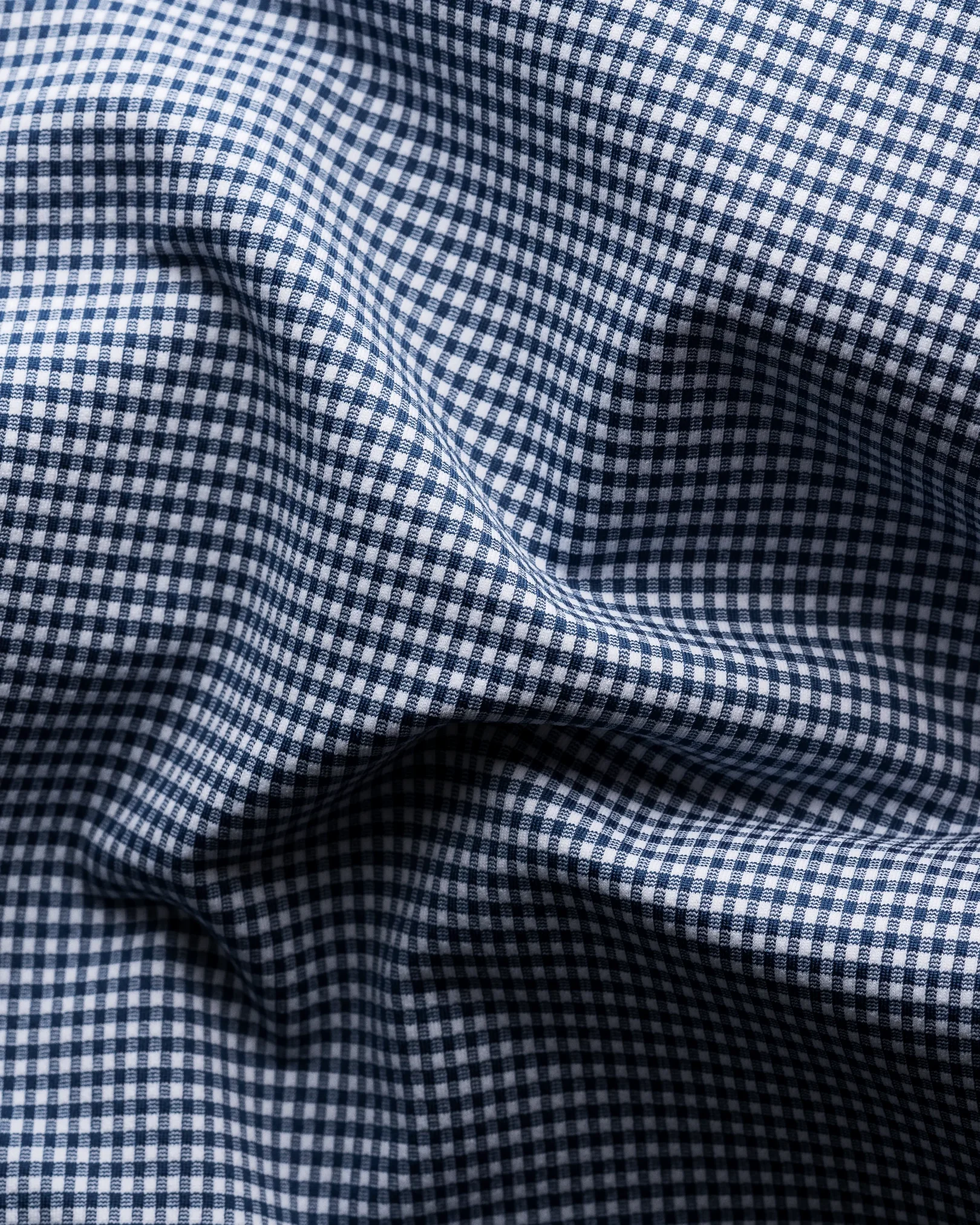 Eton - dark blue micro check four way strech shirt