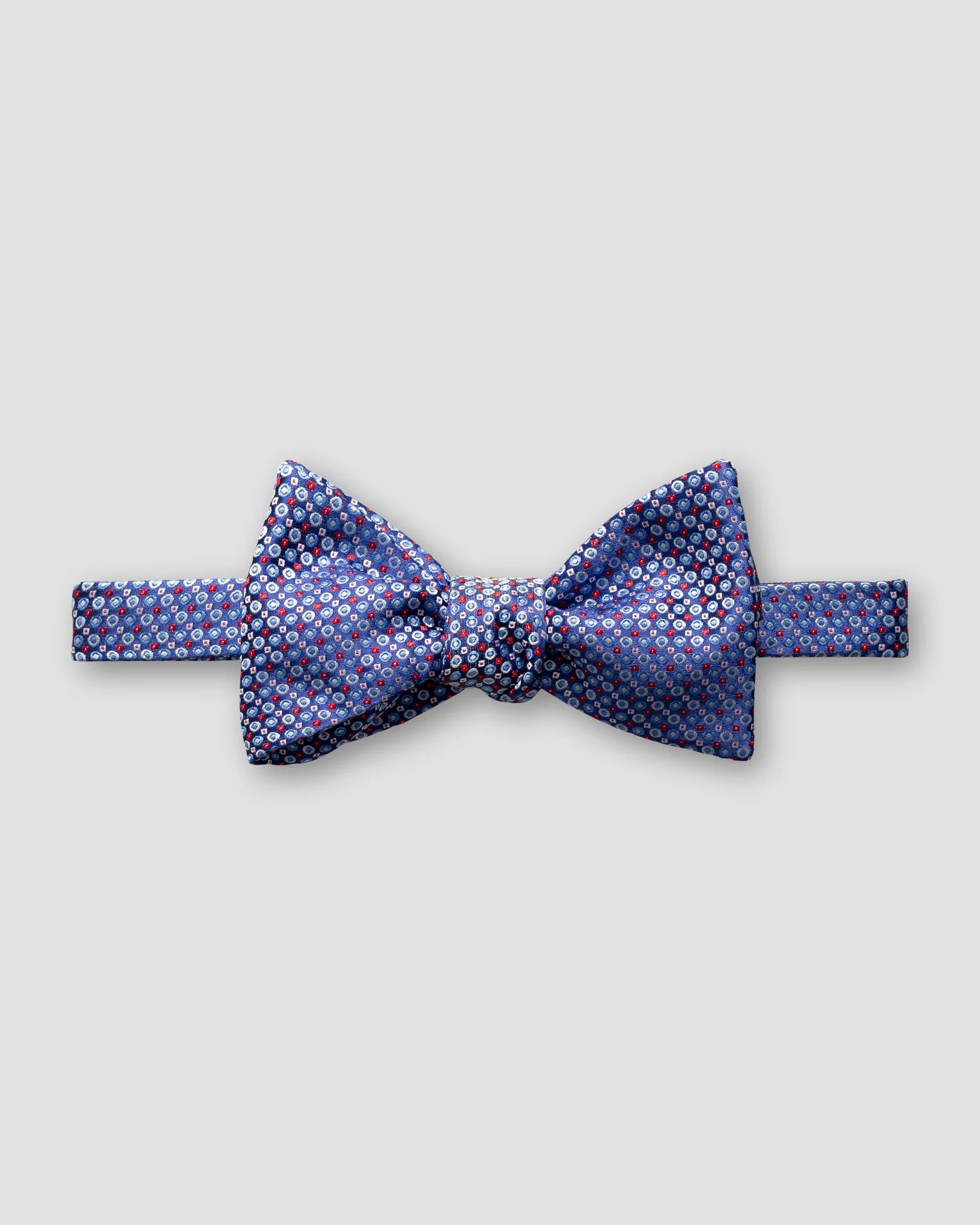 Eton - navy dots squares bow tie self tied