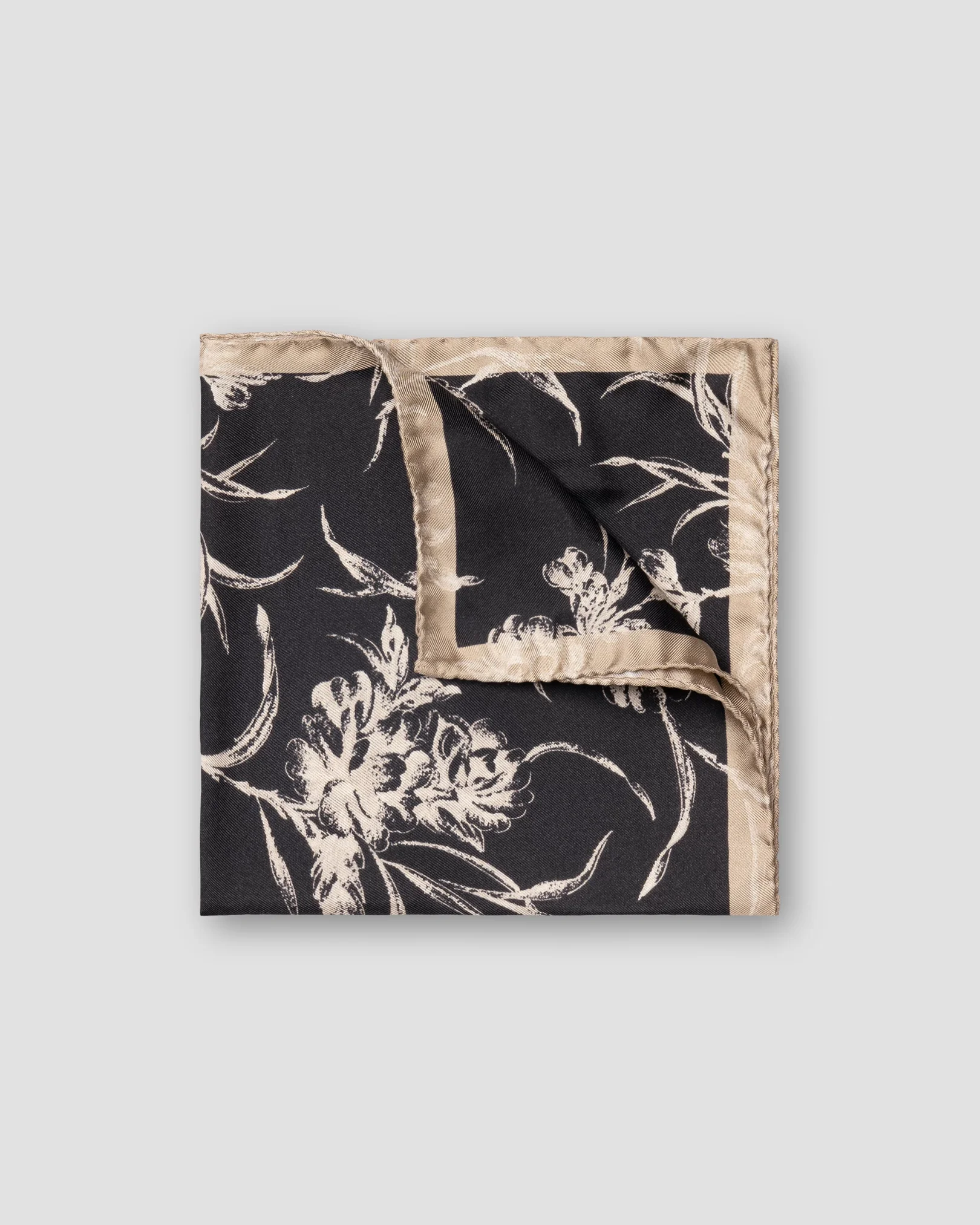 Eton - black floral silk pocket square