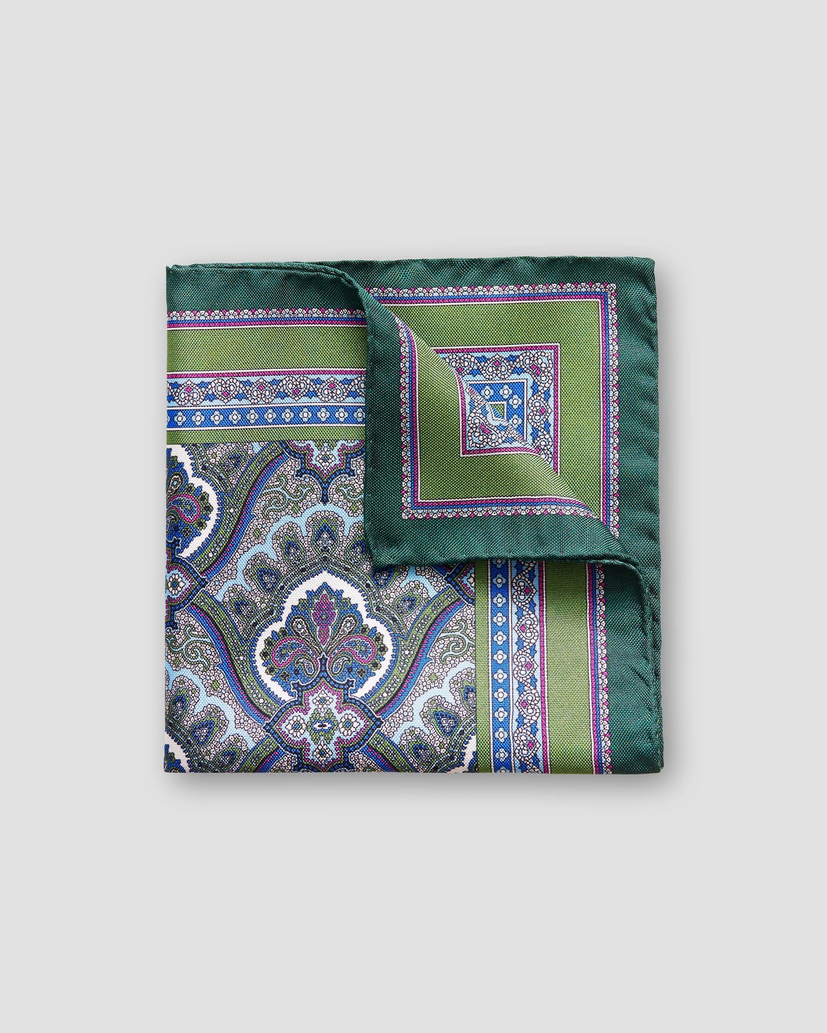 Eton - Green Paisley Print Pocket Square