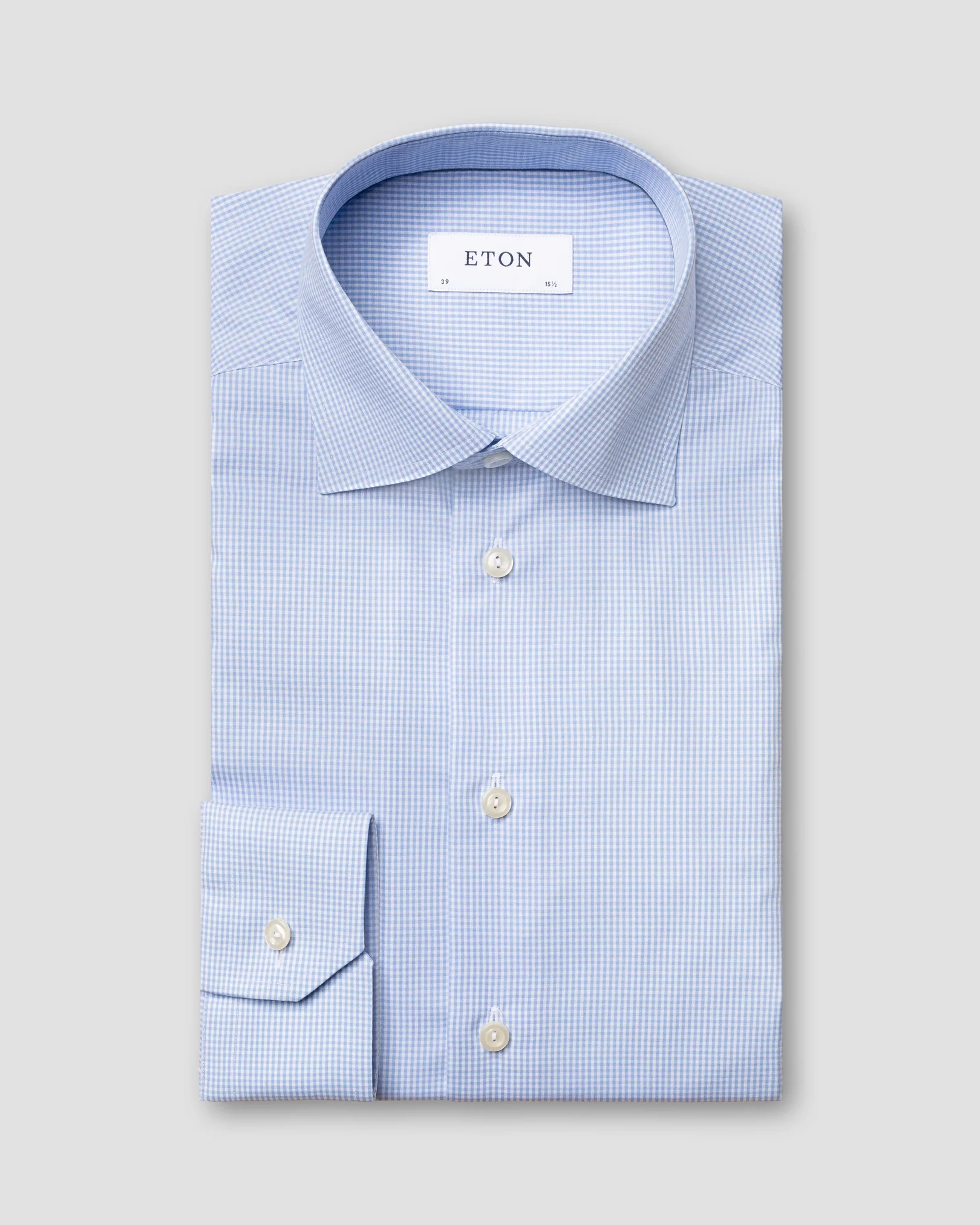 Eton - sky blue check poplin shirt