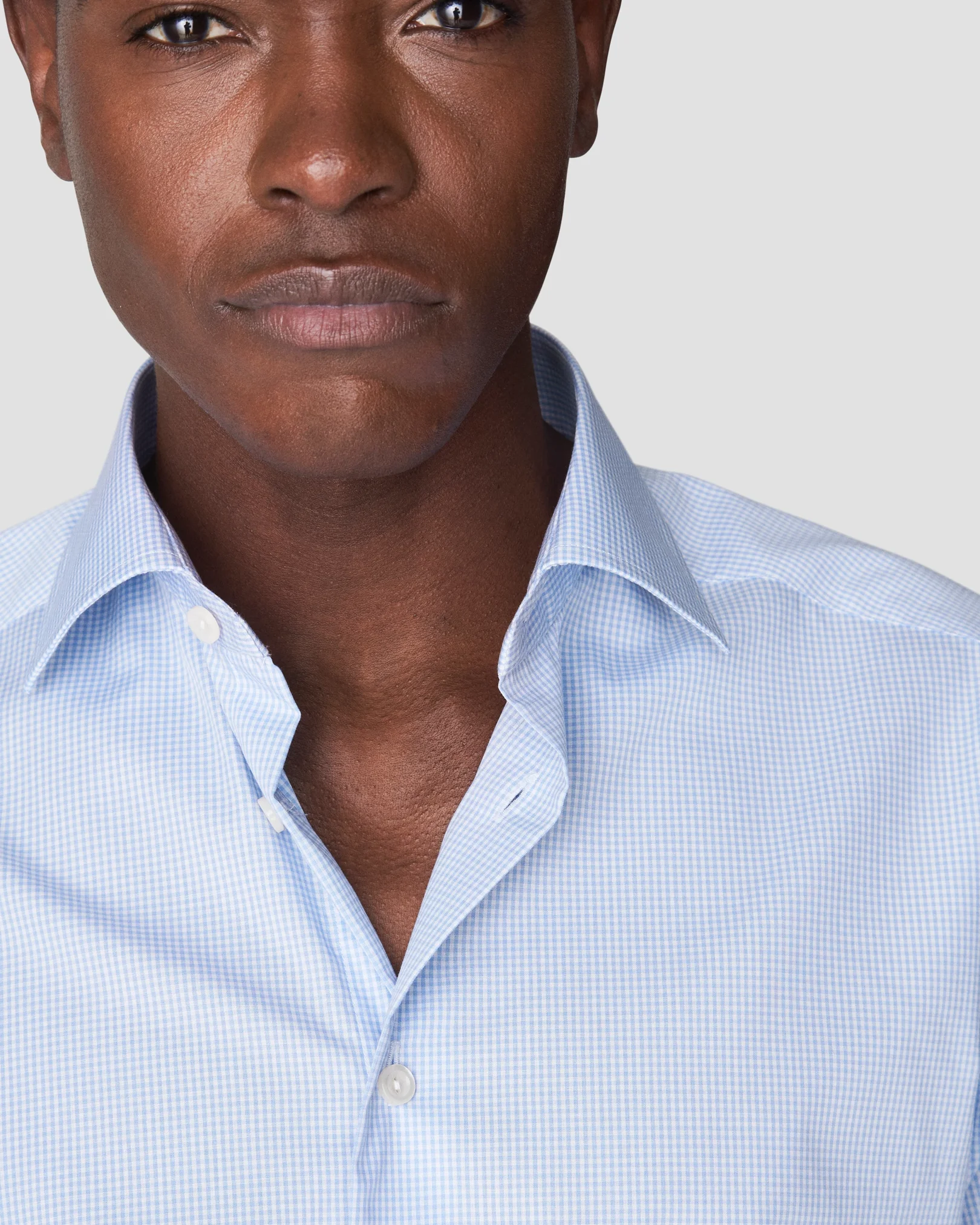 Eton - sky blue check poplin shirt