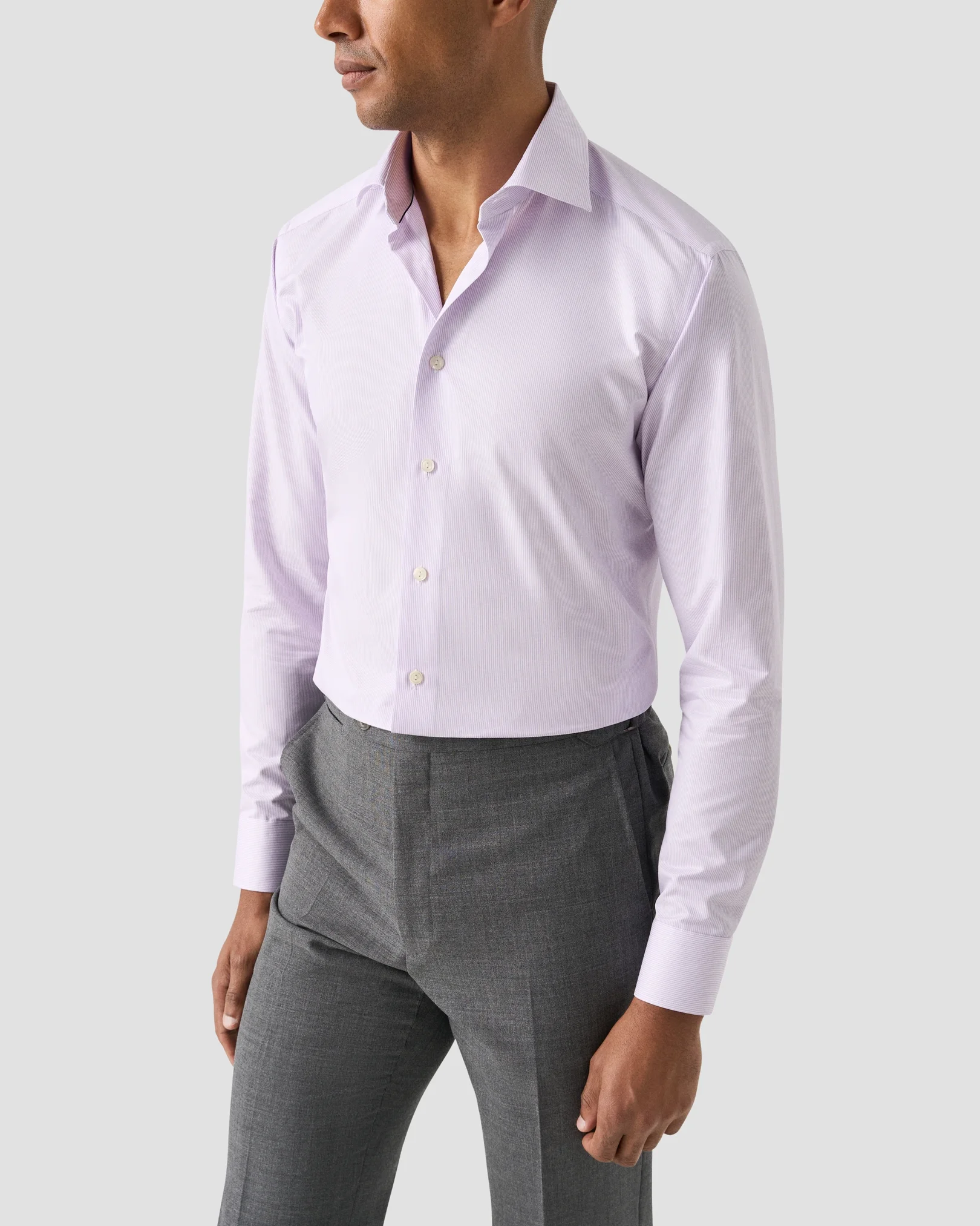 Eton - light purple fine stripe signature twill shirt