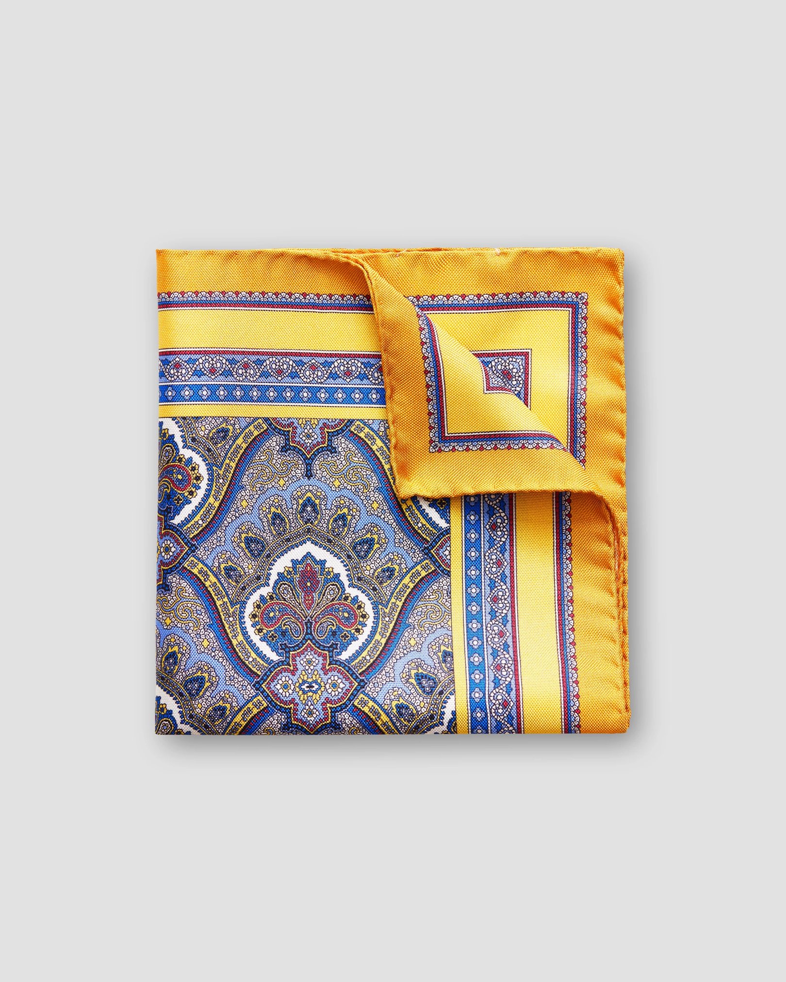 Eton - Yellow Paisley Print Pocket Square