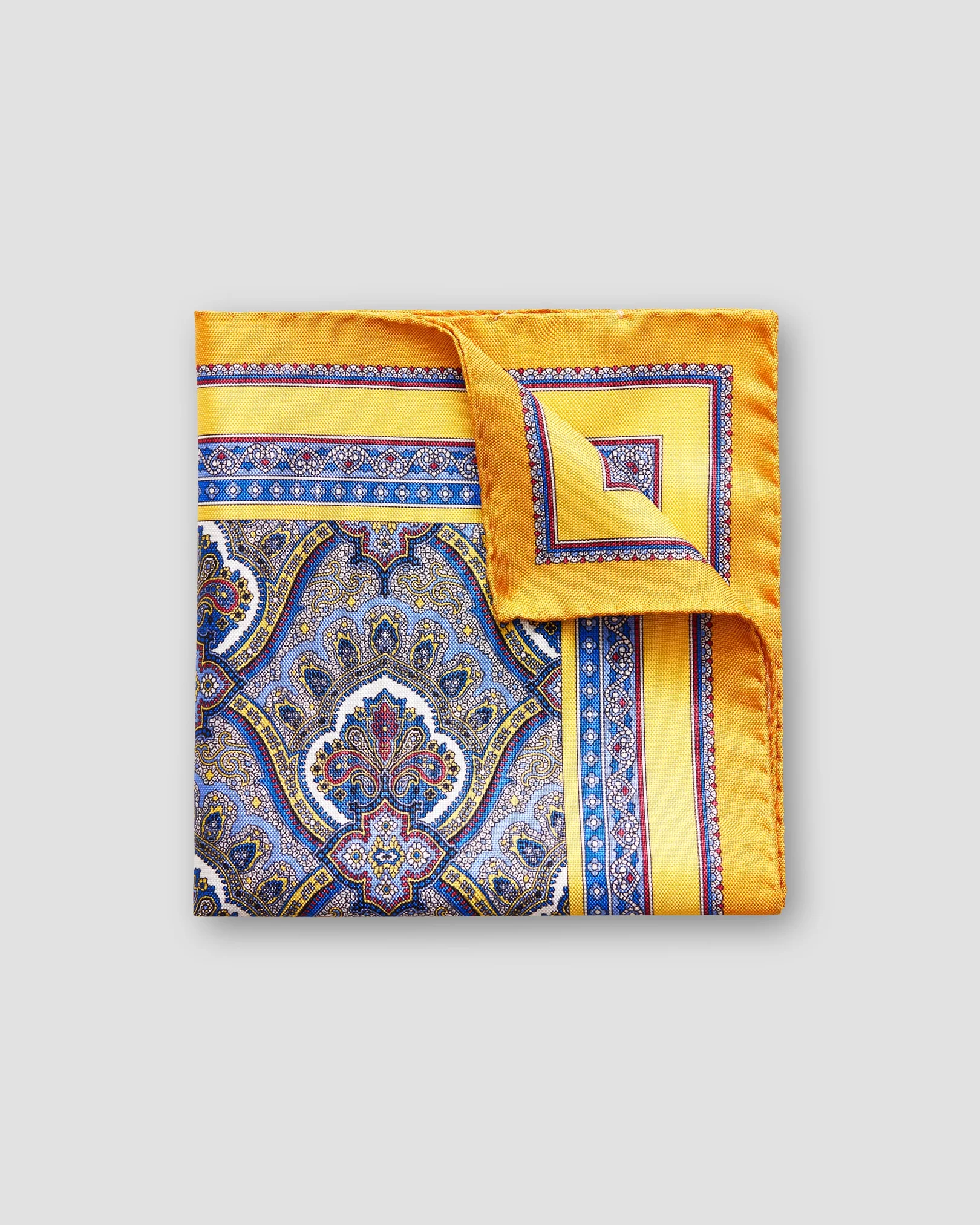 Eton - Yellow Paisley Print Pocket Square