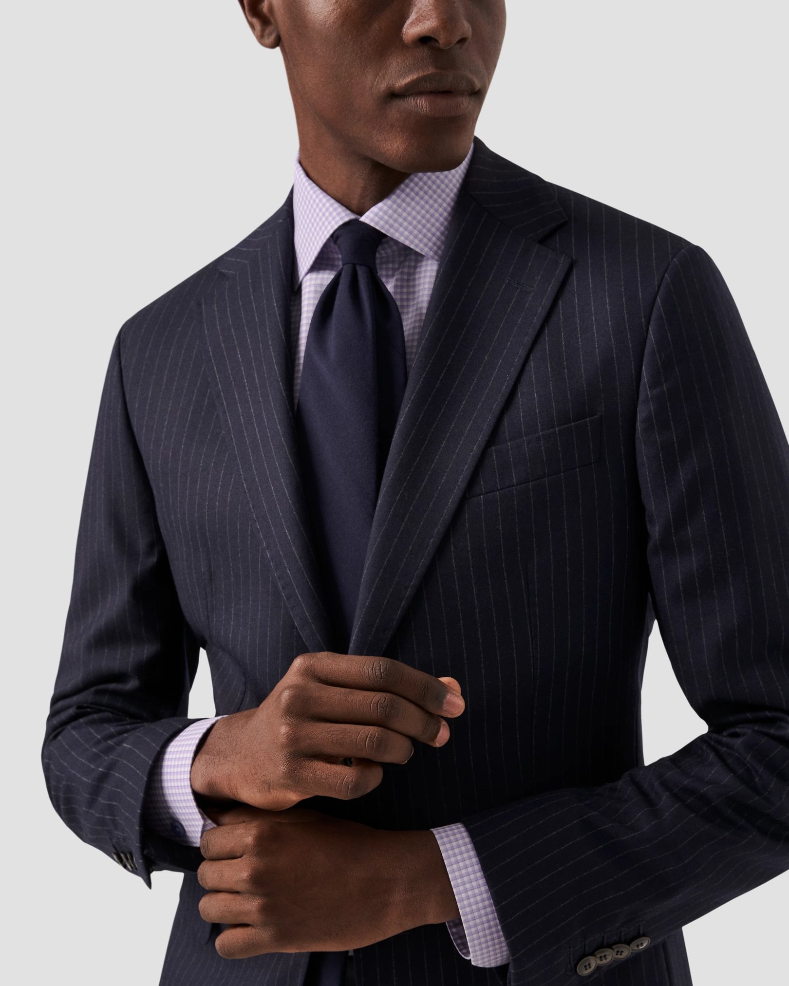 Eton - purple checked supima poplin shirt