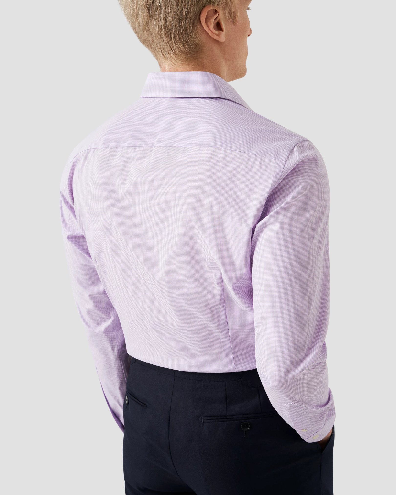 Eton - light purple fine check signature twill shirt