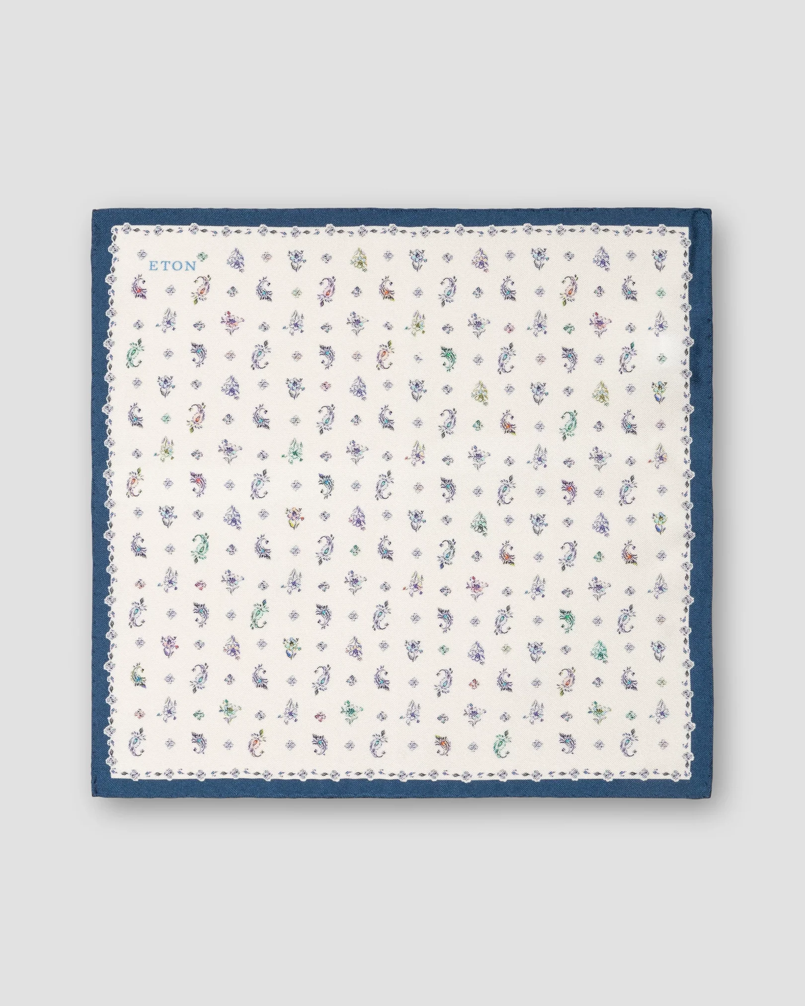 Eton - blue paisley silk pocket square