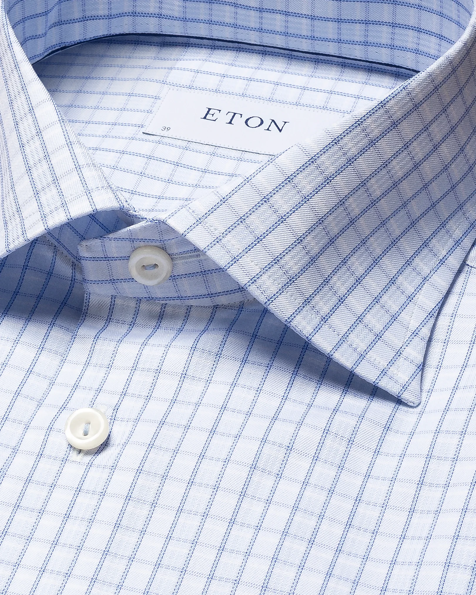 Eton - light blue signature twill checked print