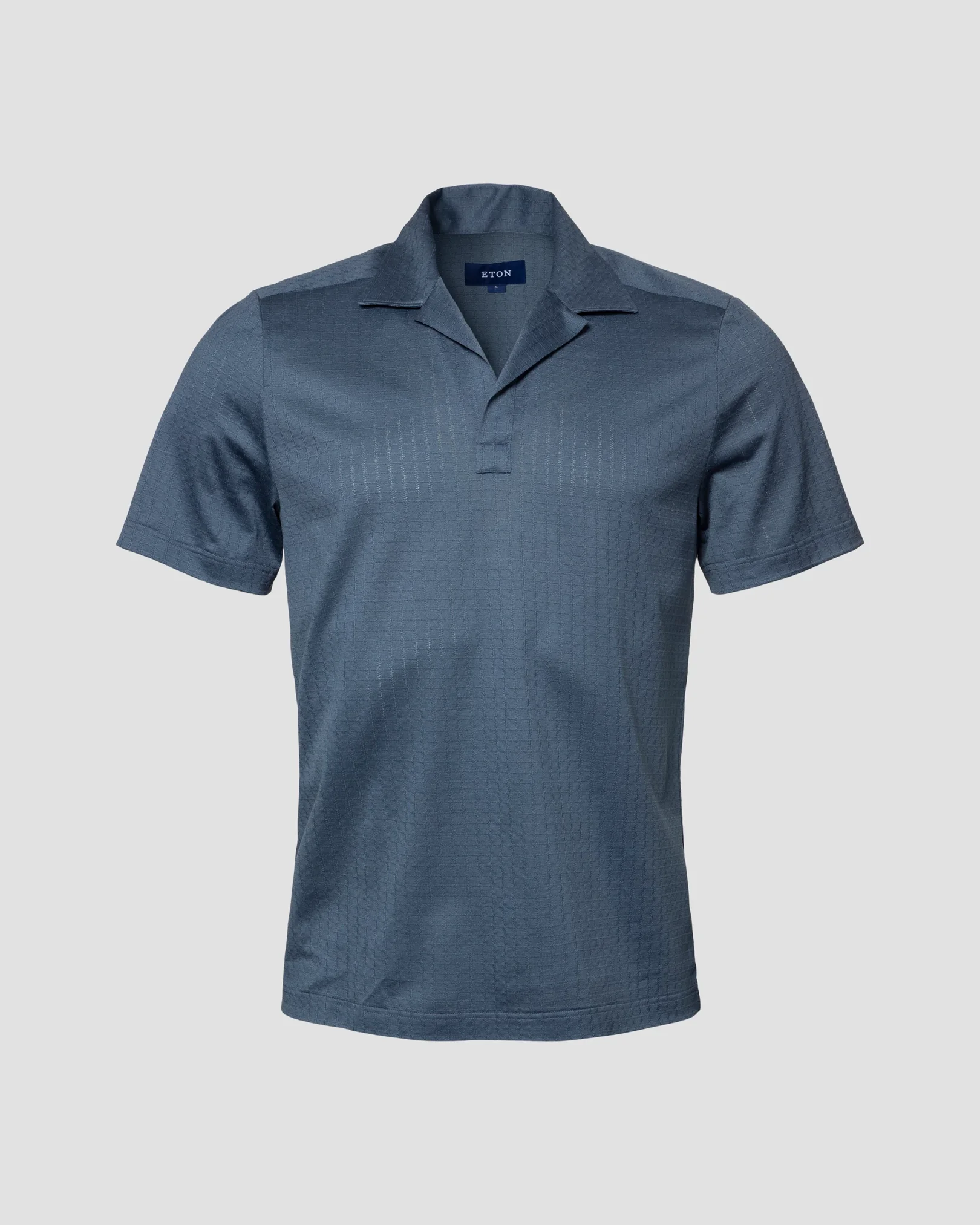 Eton - Navy Geometric Jacquard Filo di Scozia Polo Shirt - Short Sleeve