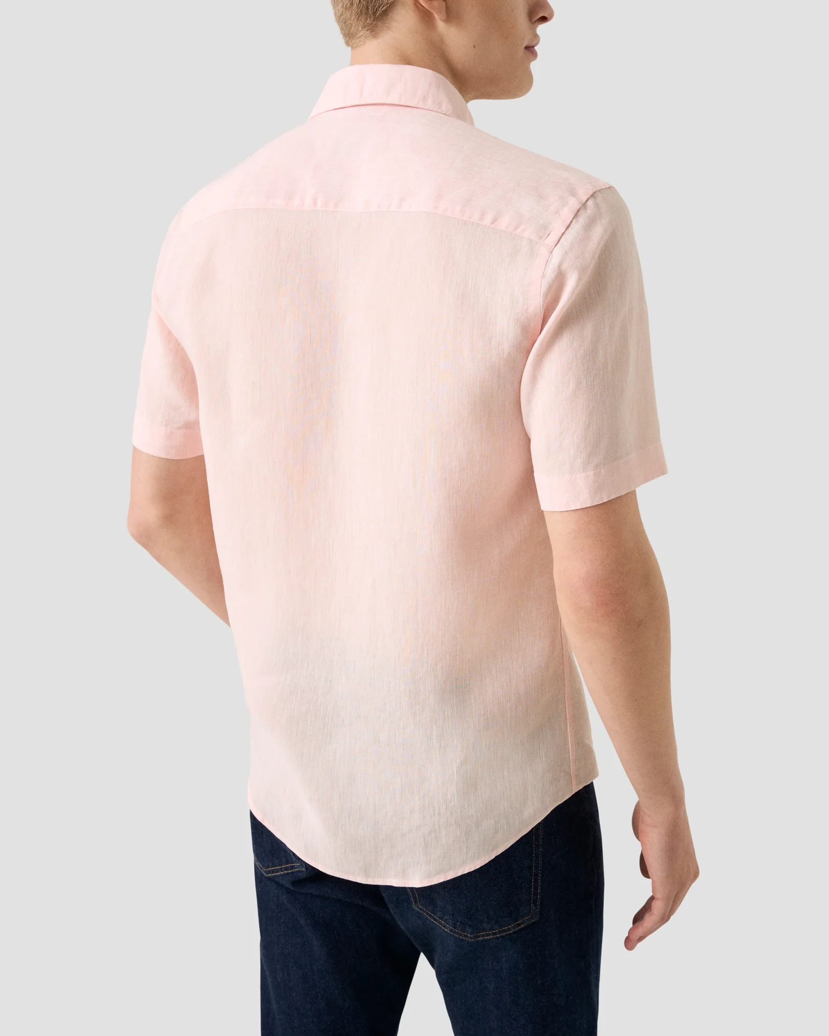 Eton - pink solid short sleeve linen shirt