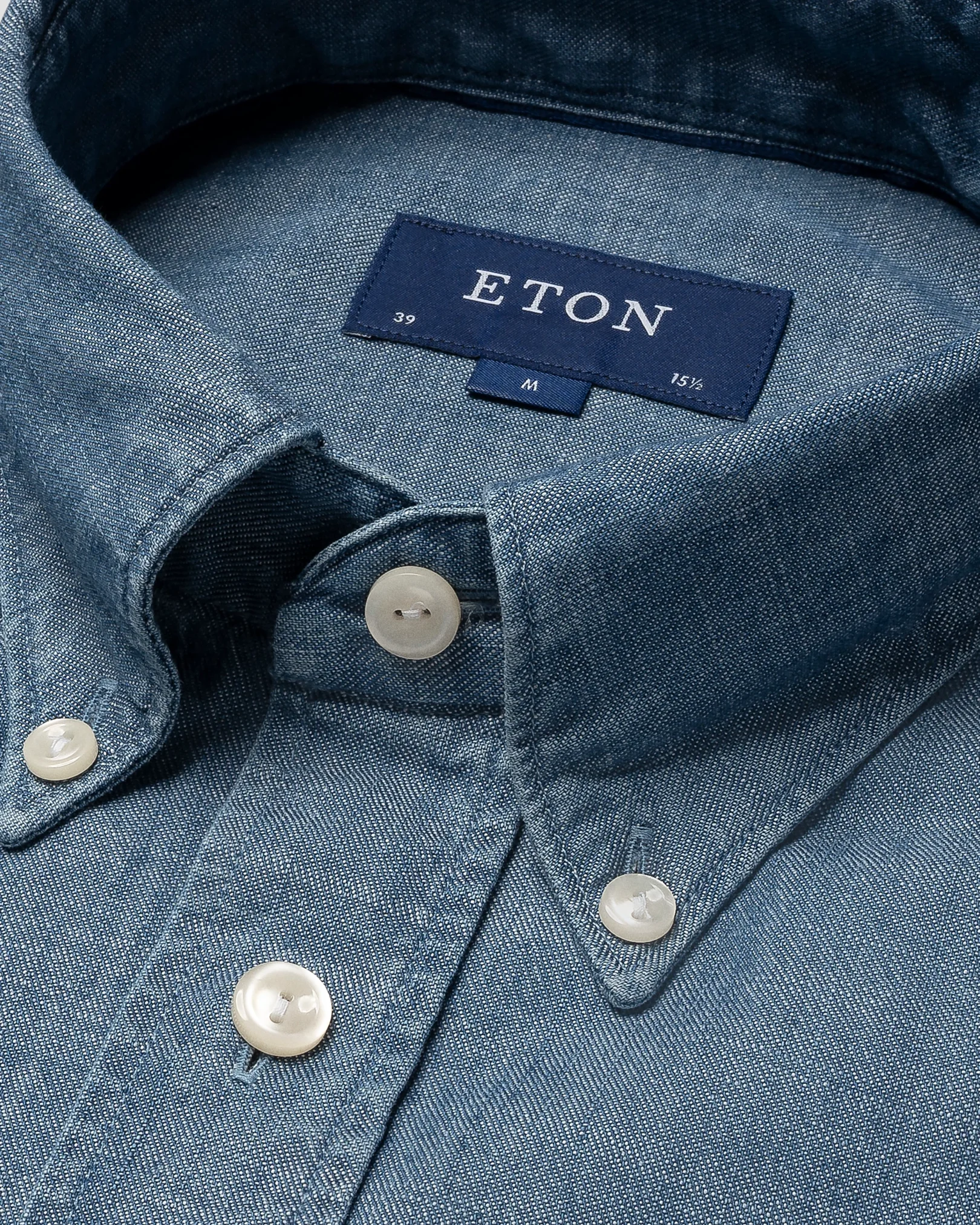 Eton - dark blue denim button down rounded single slim fit