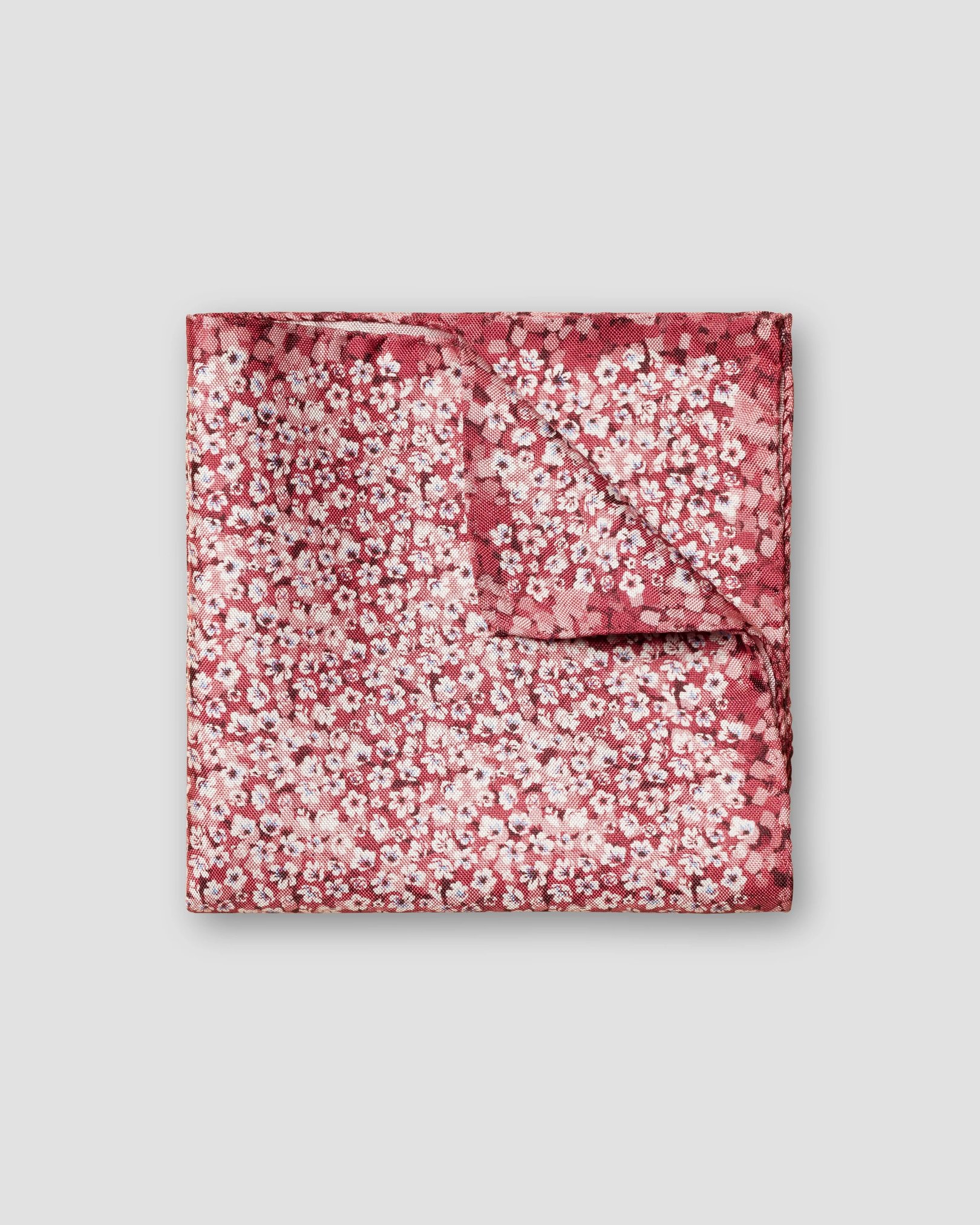 Eton - red floral print silk pocket square