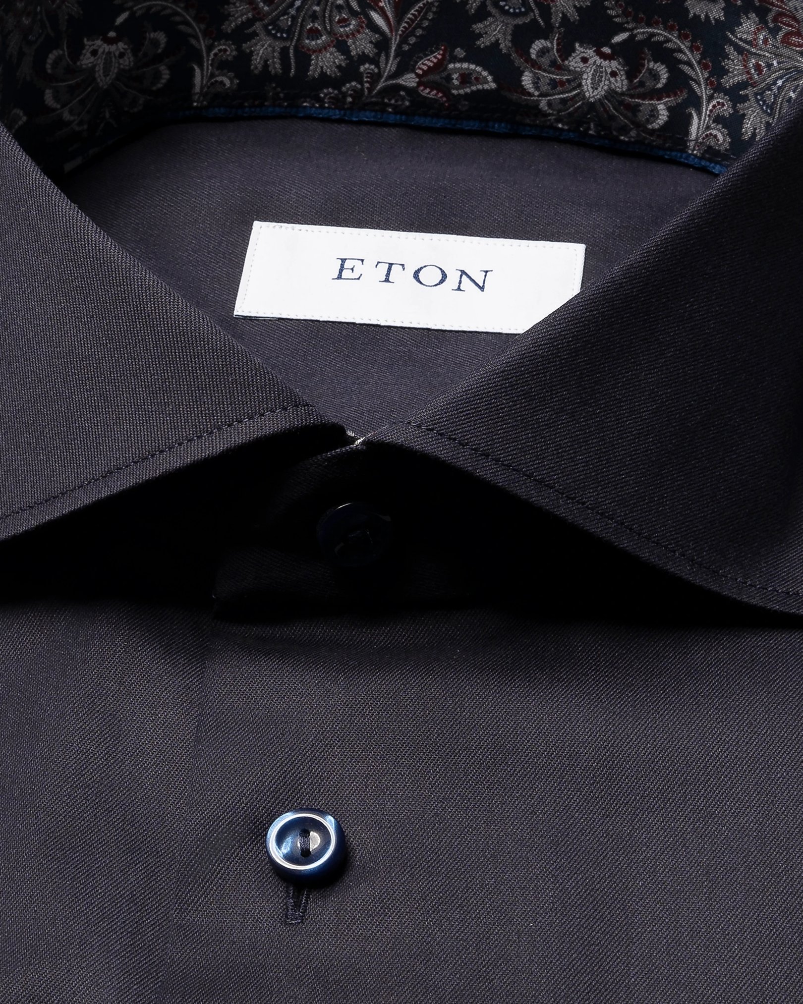 Eton - wide spread navy blue signature twill