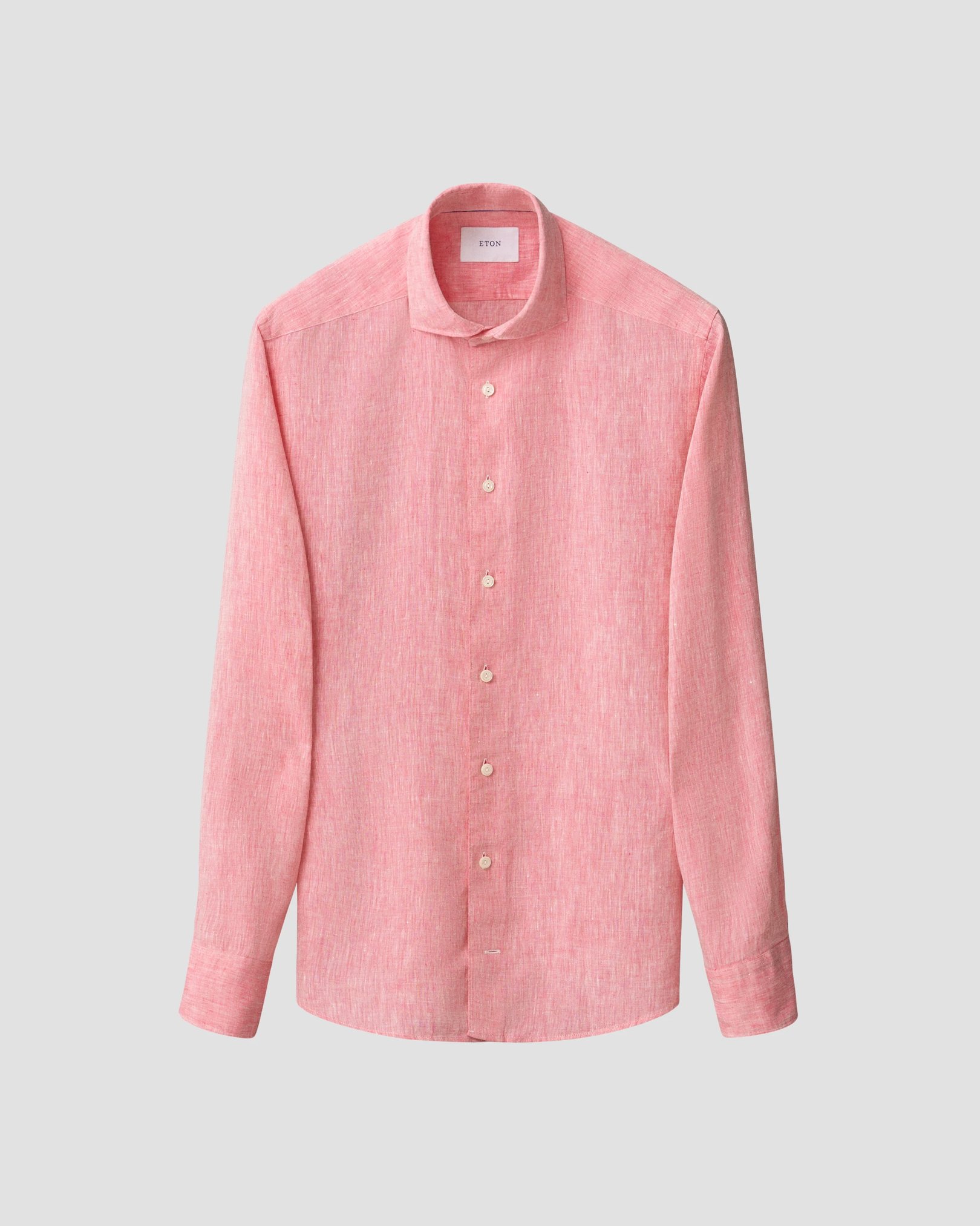 Eton - red solid plain weave linen shirt