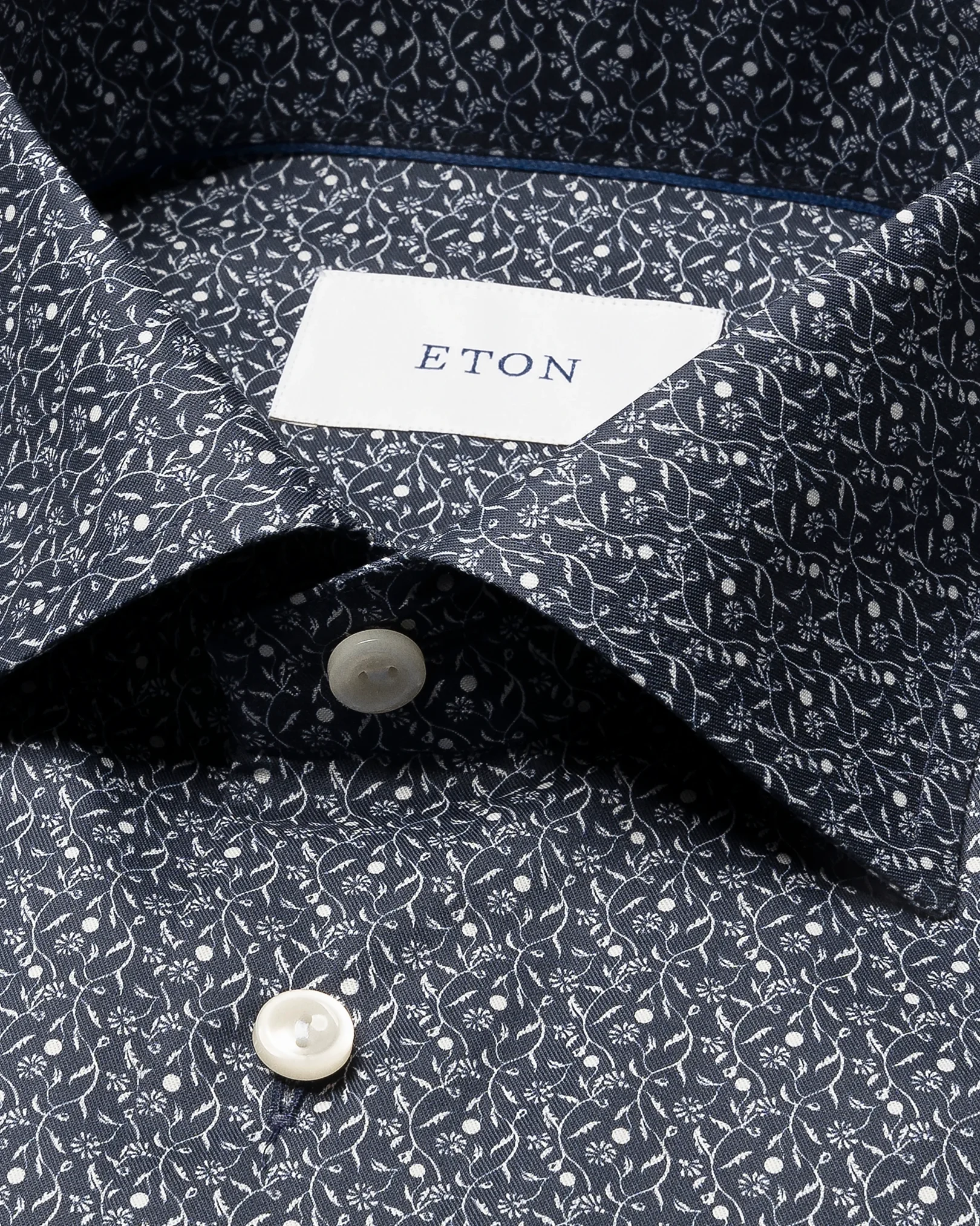 Eton - dark blue floral signature twill shirt