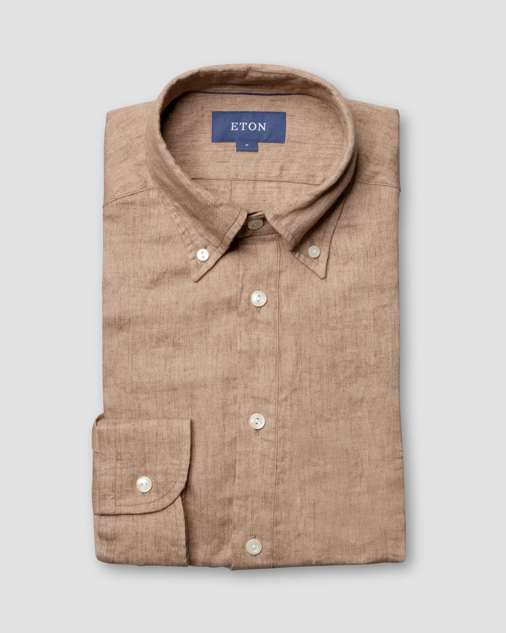 Eton - beige luxe linen popover shirt