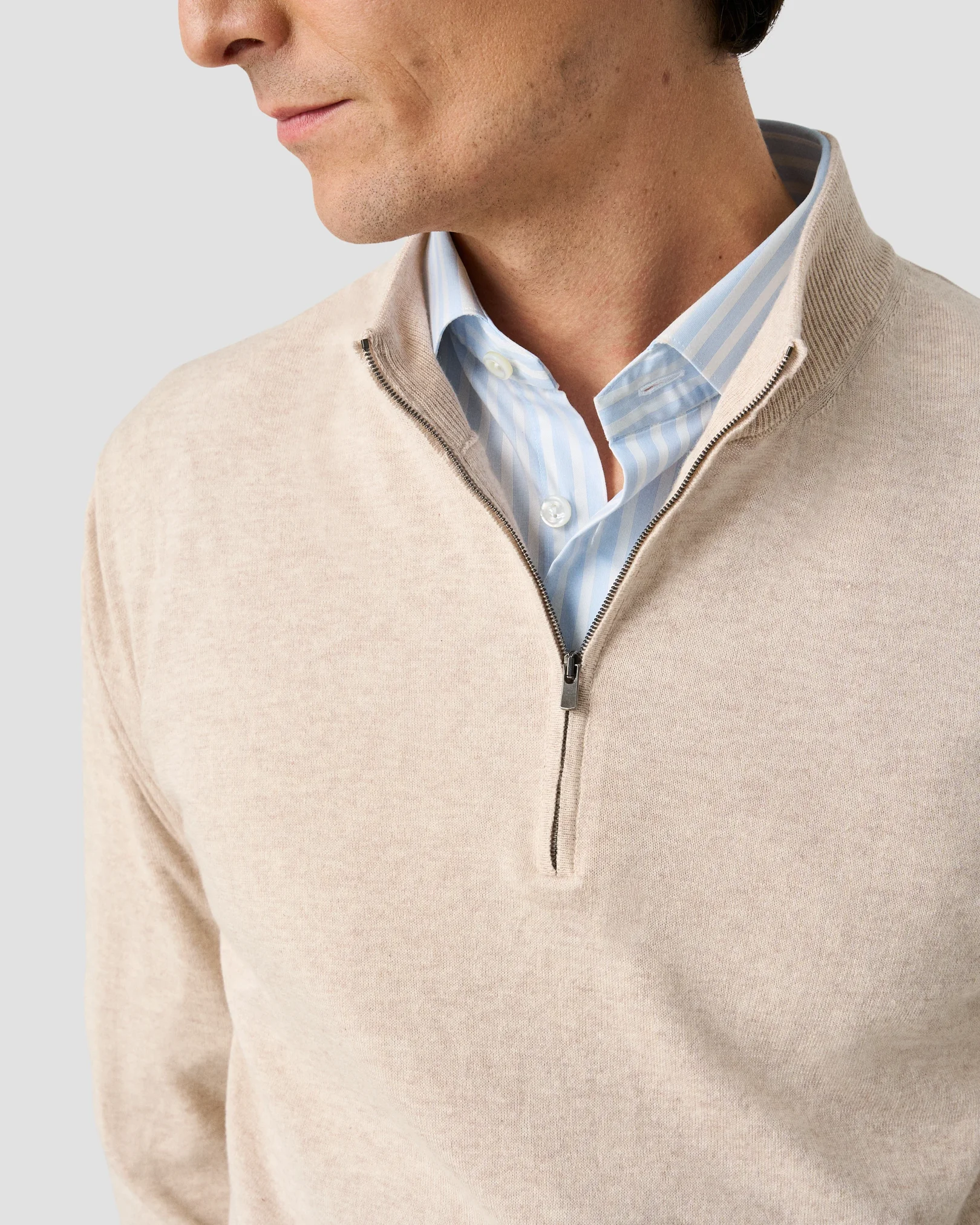 Eton - light blue bengal striped elevated pique shirt